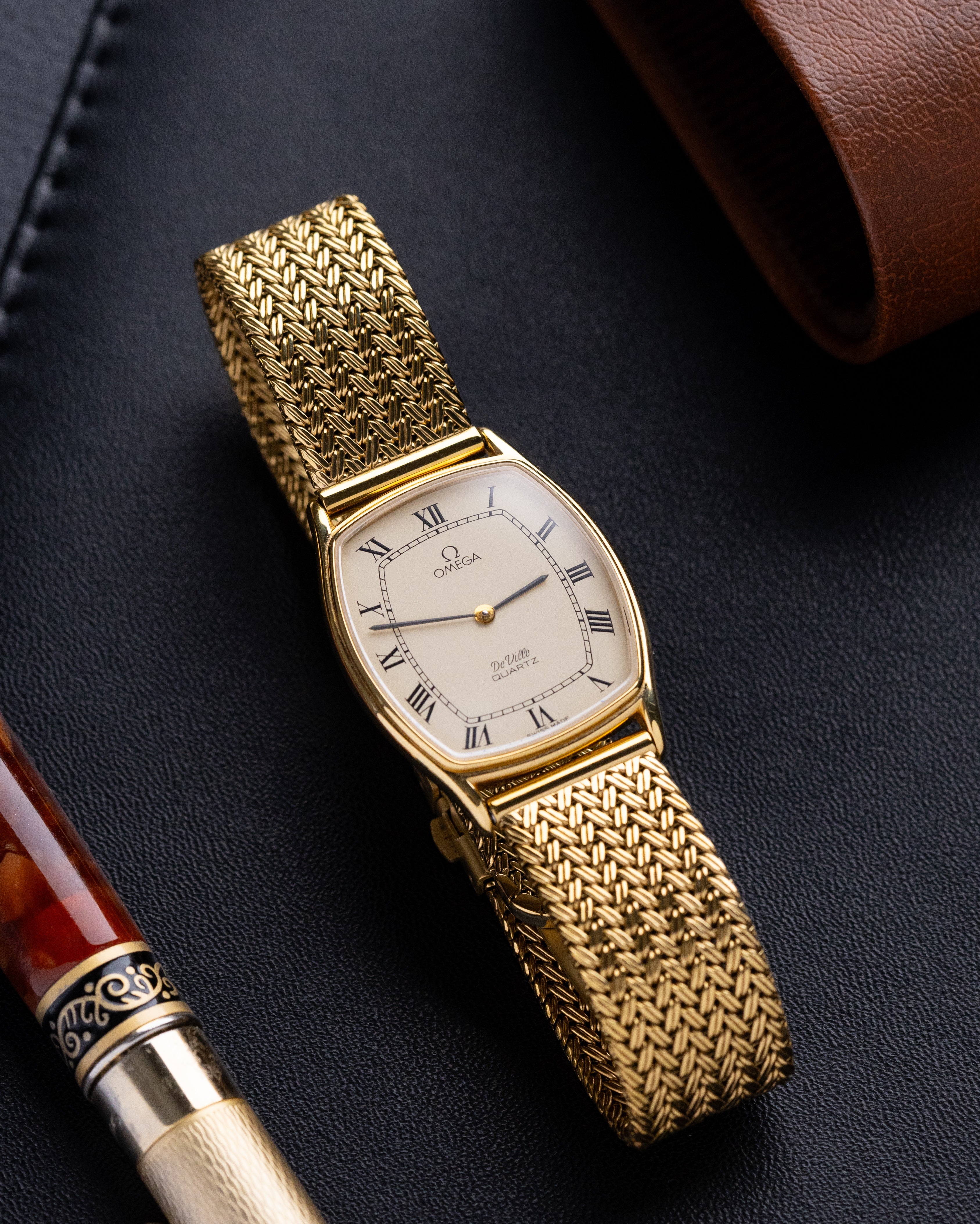 Vintage Omega De Ville Tank, Cream dial with roman Numerals, Tonneau Case from 1970's - DuMarko