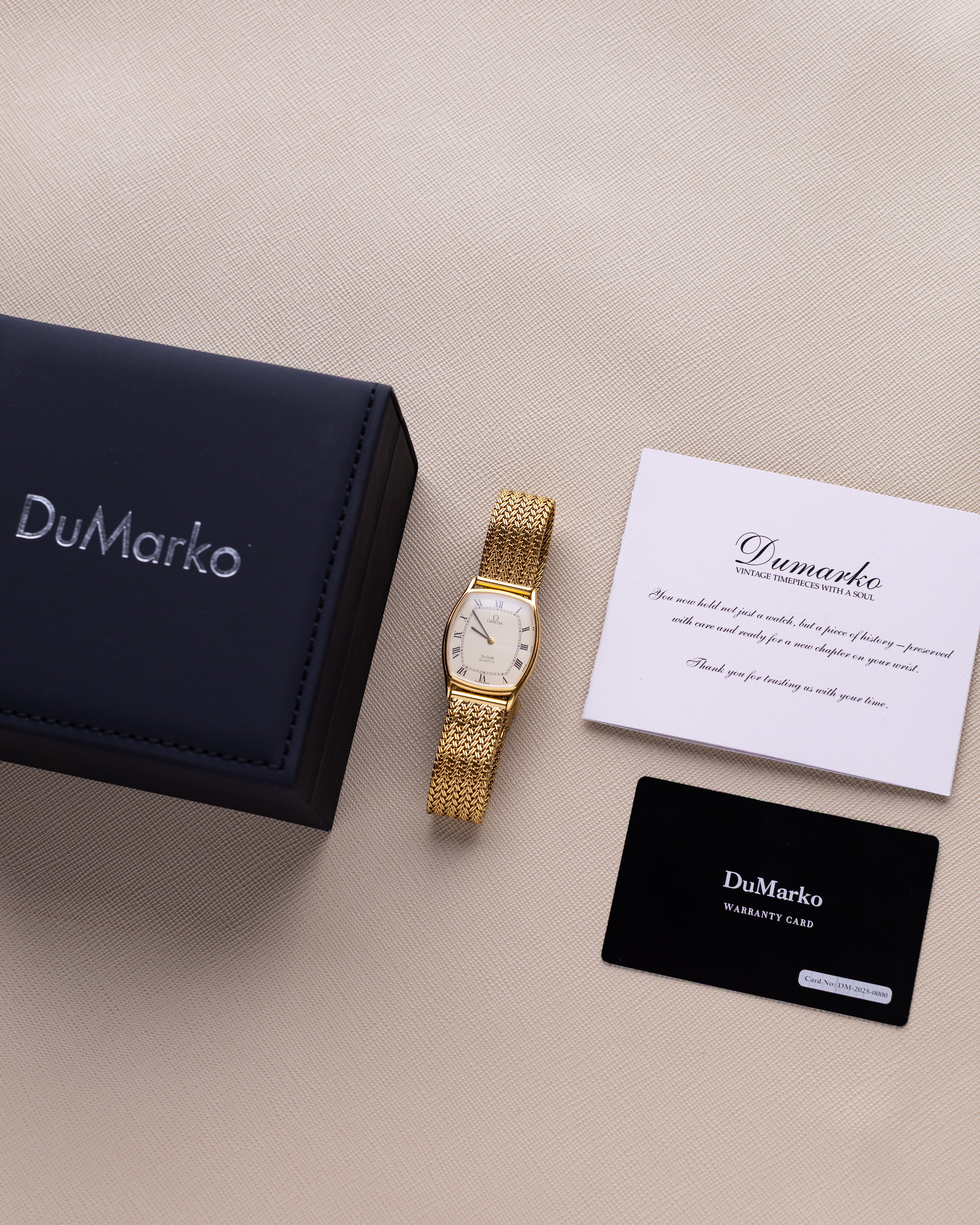 Vintage Omega De Ville Tank, Cream dial with roman Numerals, Tonneau Case from 1970's - DuMarko