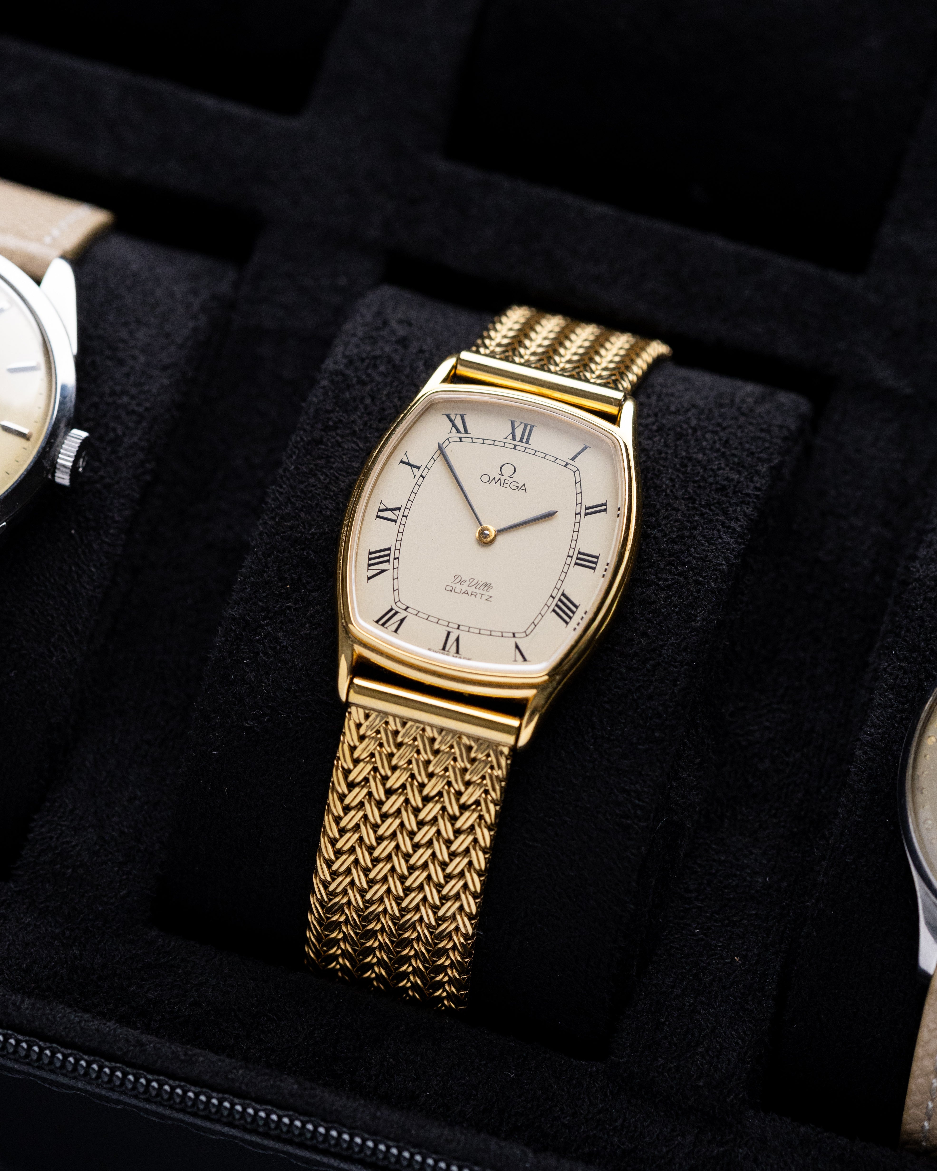 Vintage Omega De Ville Tank, Cream dial with roman Numerals, Tonneau Case from 1970's - DuMarko