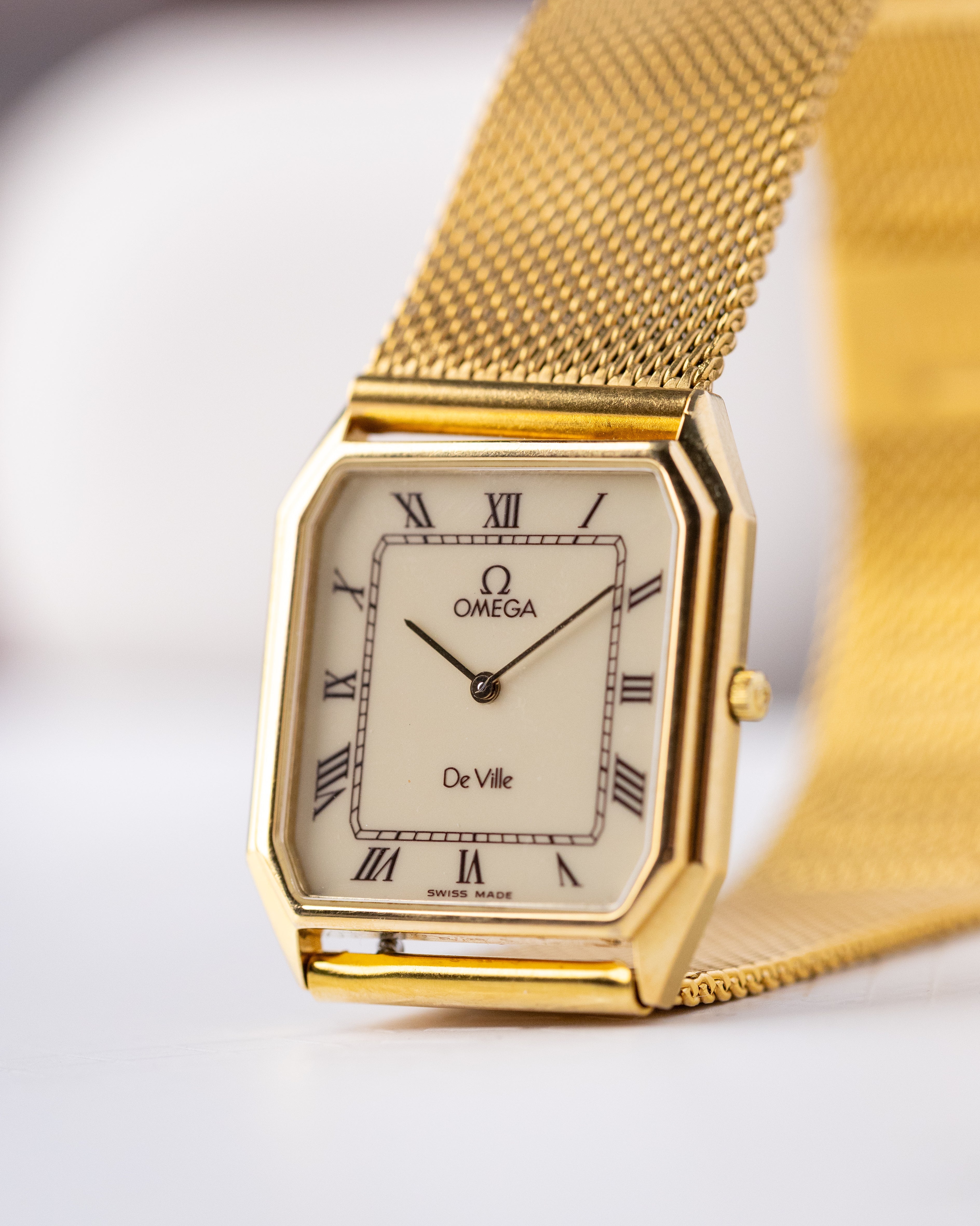 Vintage Omega De Ville Tank, Rare Burgundy Roman Numerals, Swiss Watch from 1983 - DuMarko