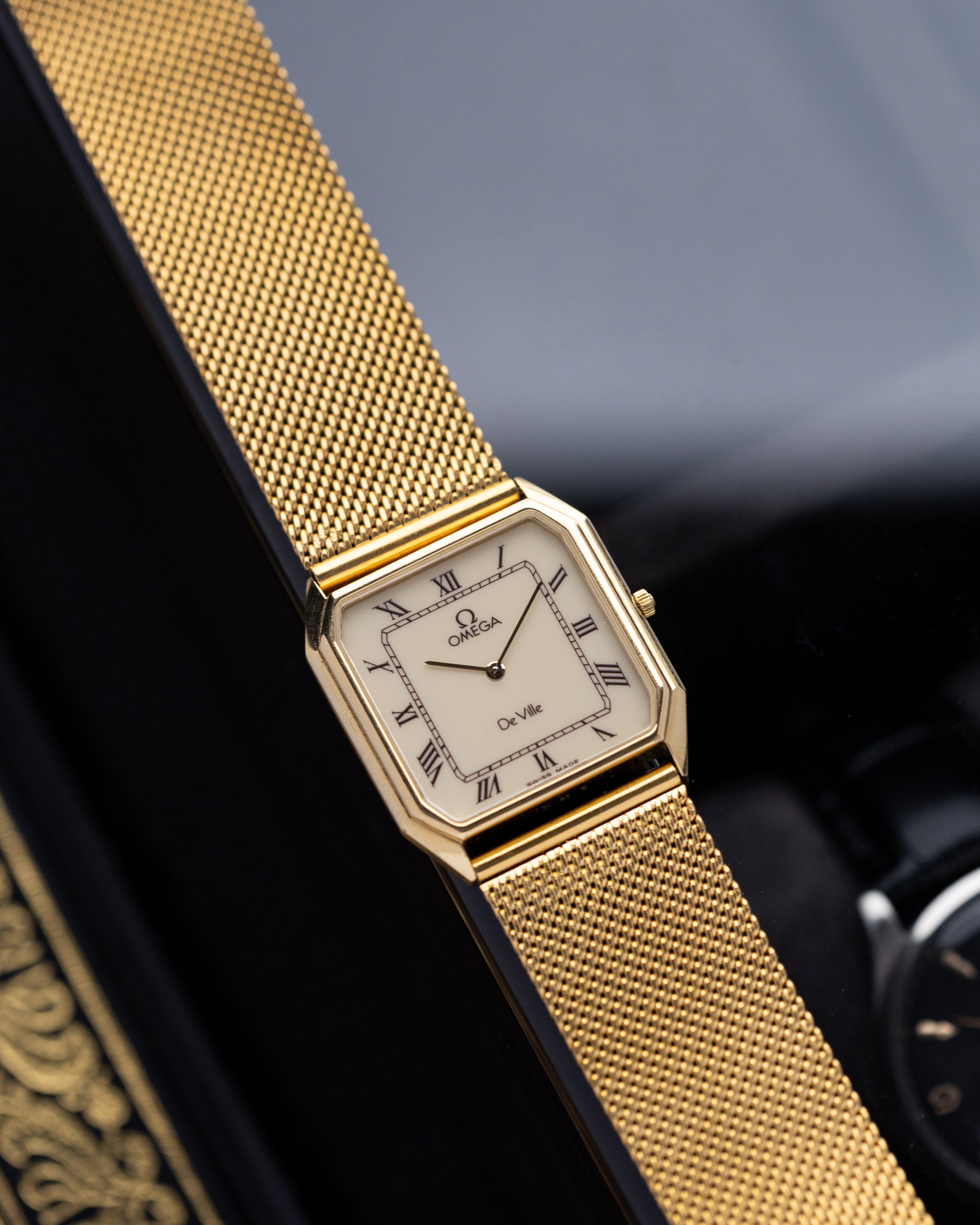 Vintage Omega De Ville Tank, Rare Burgundy Roman Numerals, Swiss Watch from 1983 - DuMarko