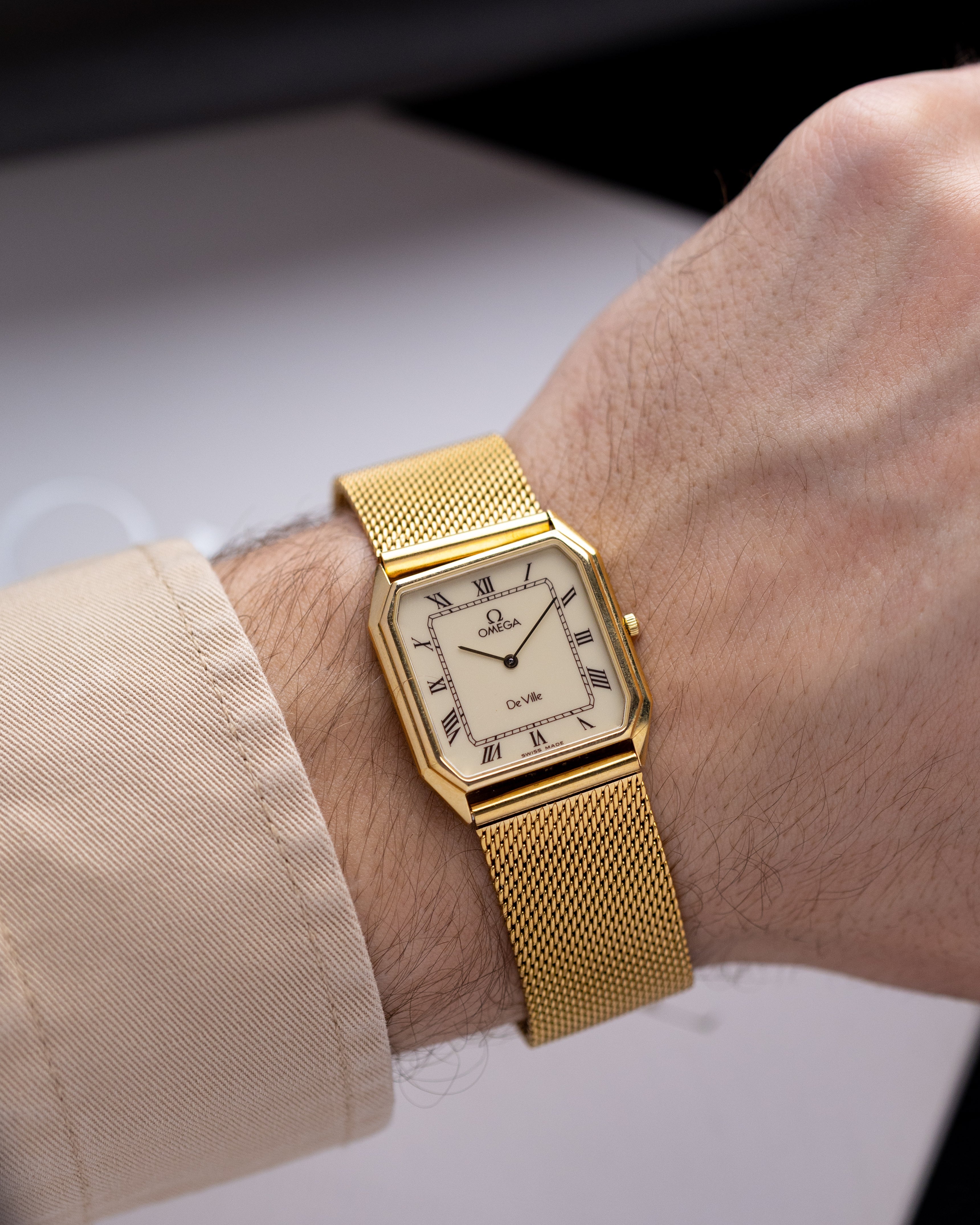 Vintage Omega De Ville Tank, Rare Burgundy Roman Numerals, Swiss Watch from 1983 - DuMarko