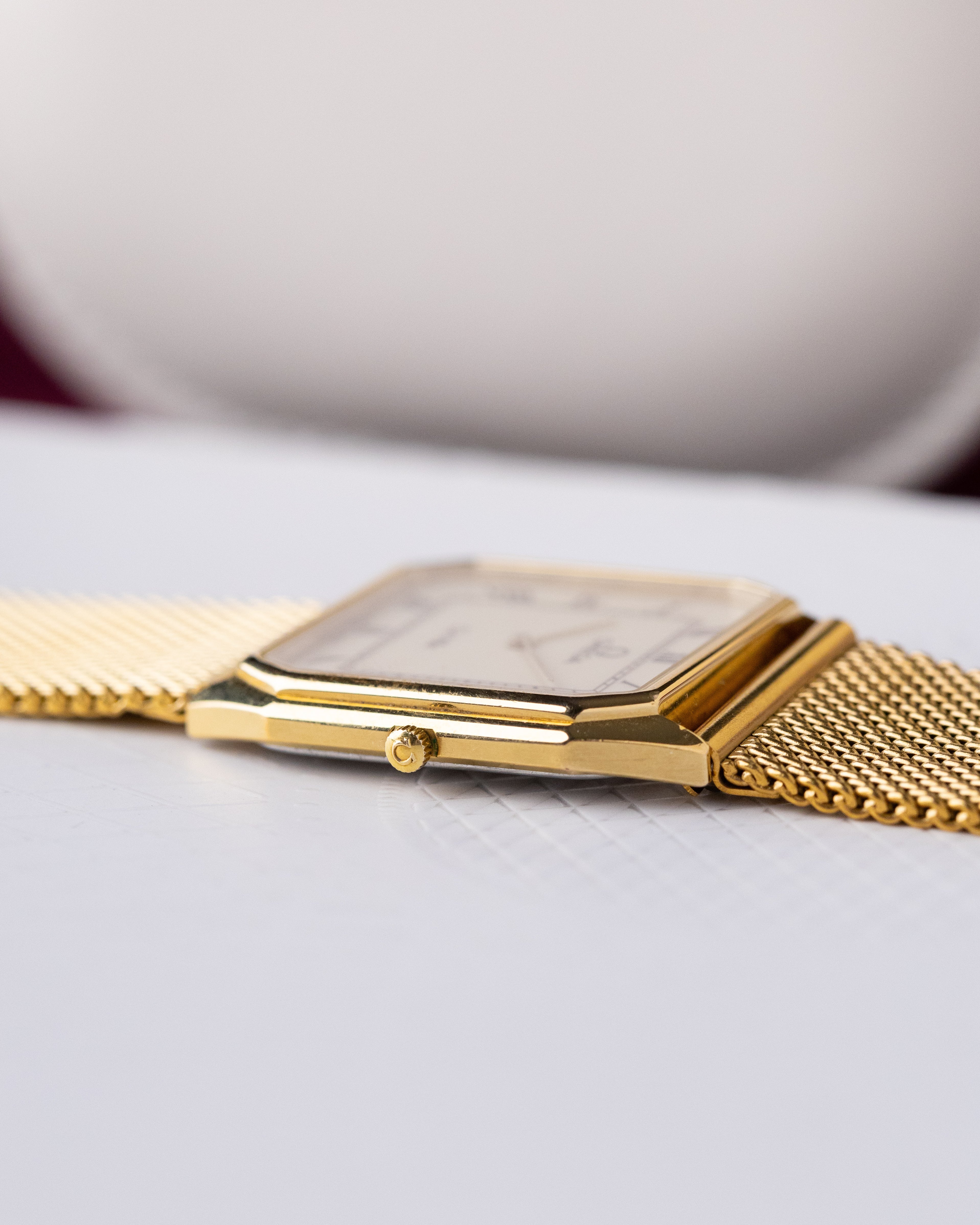 Vintage Omega De Ville Tank, Rare Burgundy Roman Numerals, Swiss Watch from 1983 - DuMarko