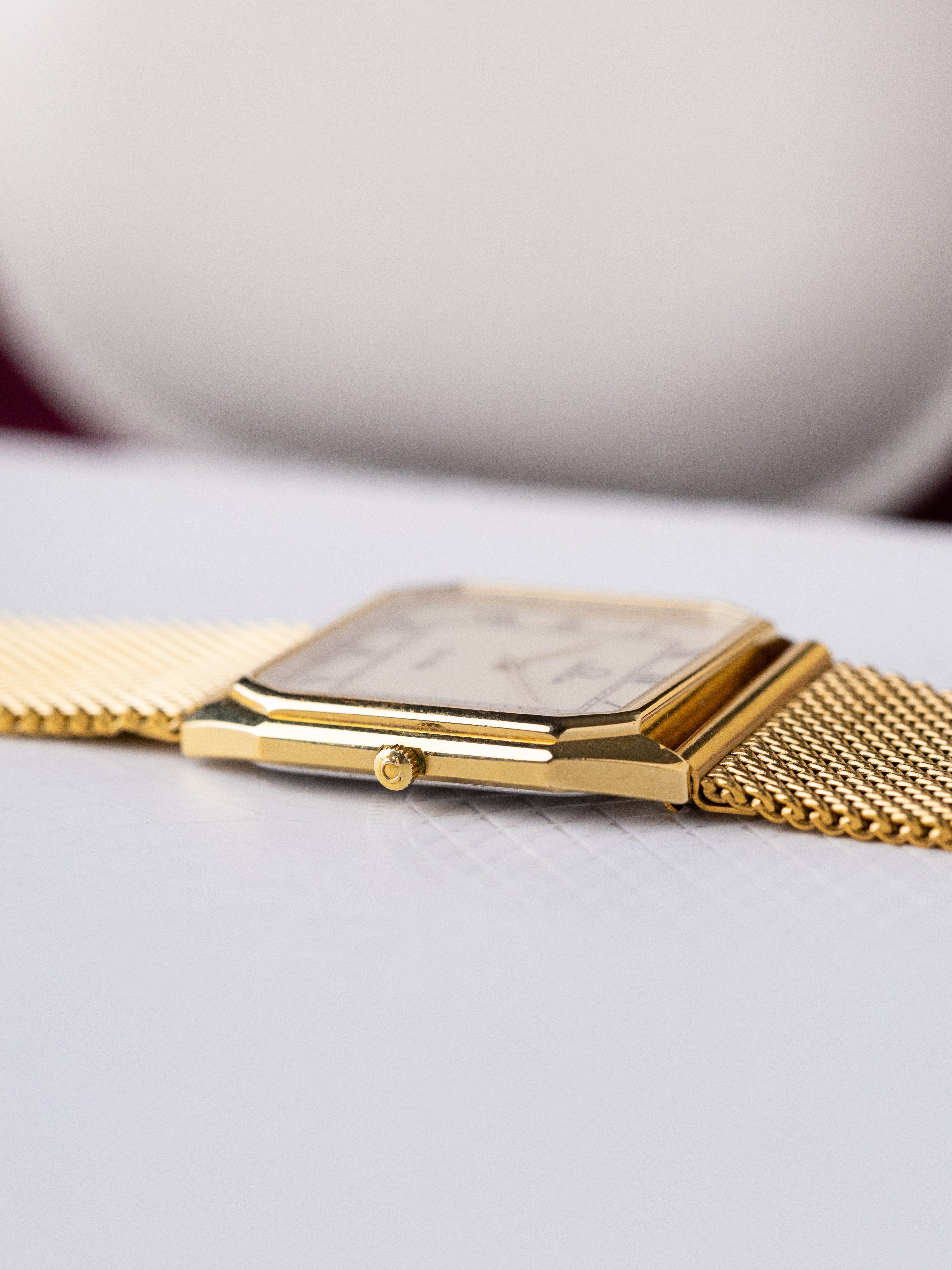 Vintage Omega De Ville Tank, Rare Burgundy Roman Numerals, Swiss Watch from 1983 - DuMarko