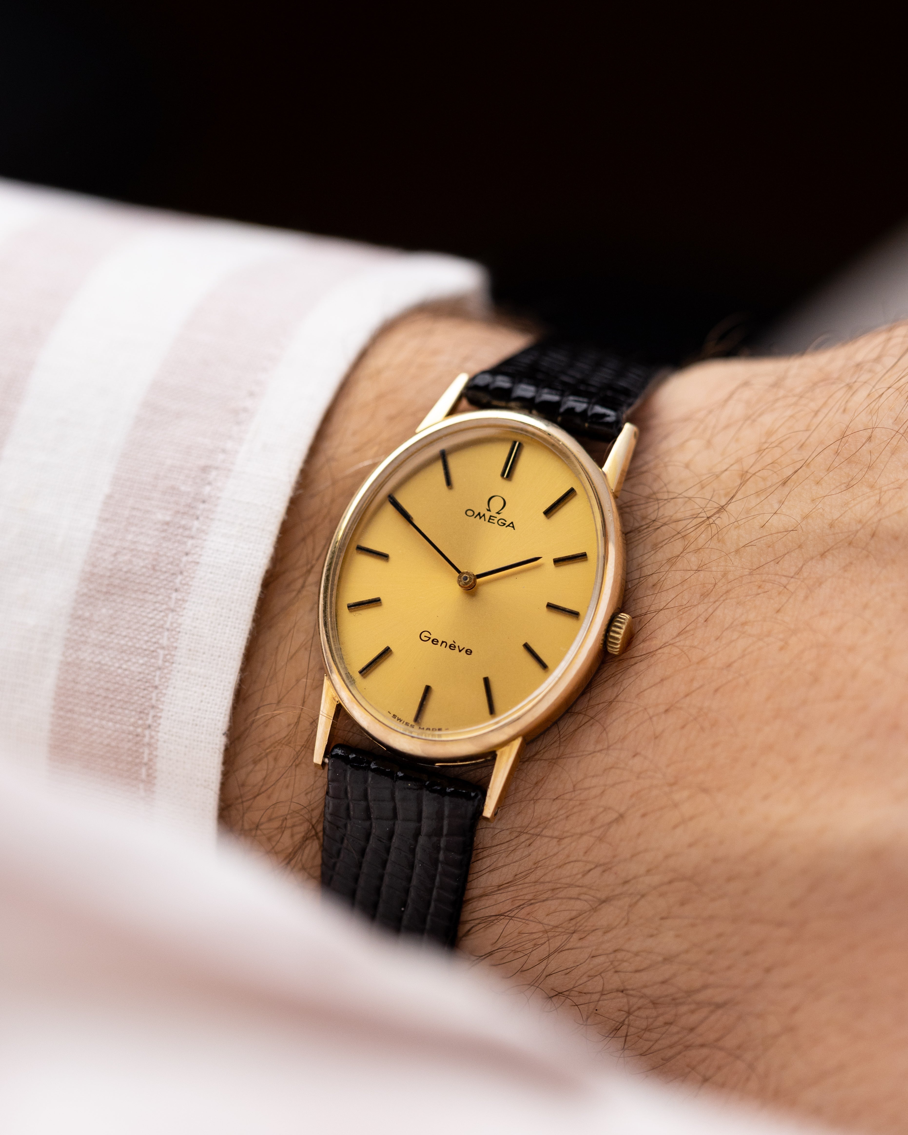 Vintage Omega Genève, Oval Gold - plated Case, Gold tone dial from 1970’s - DuMarko