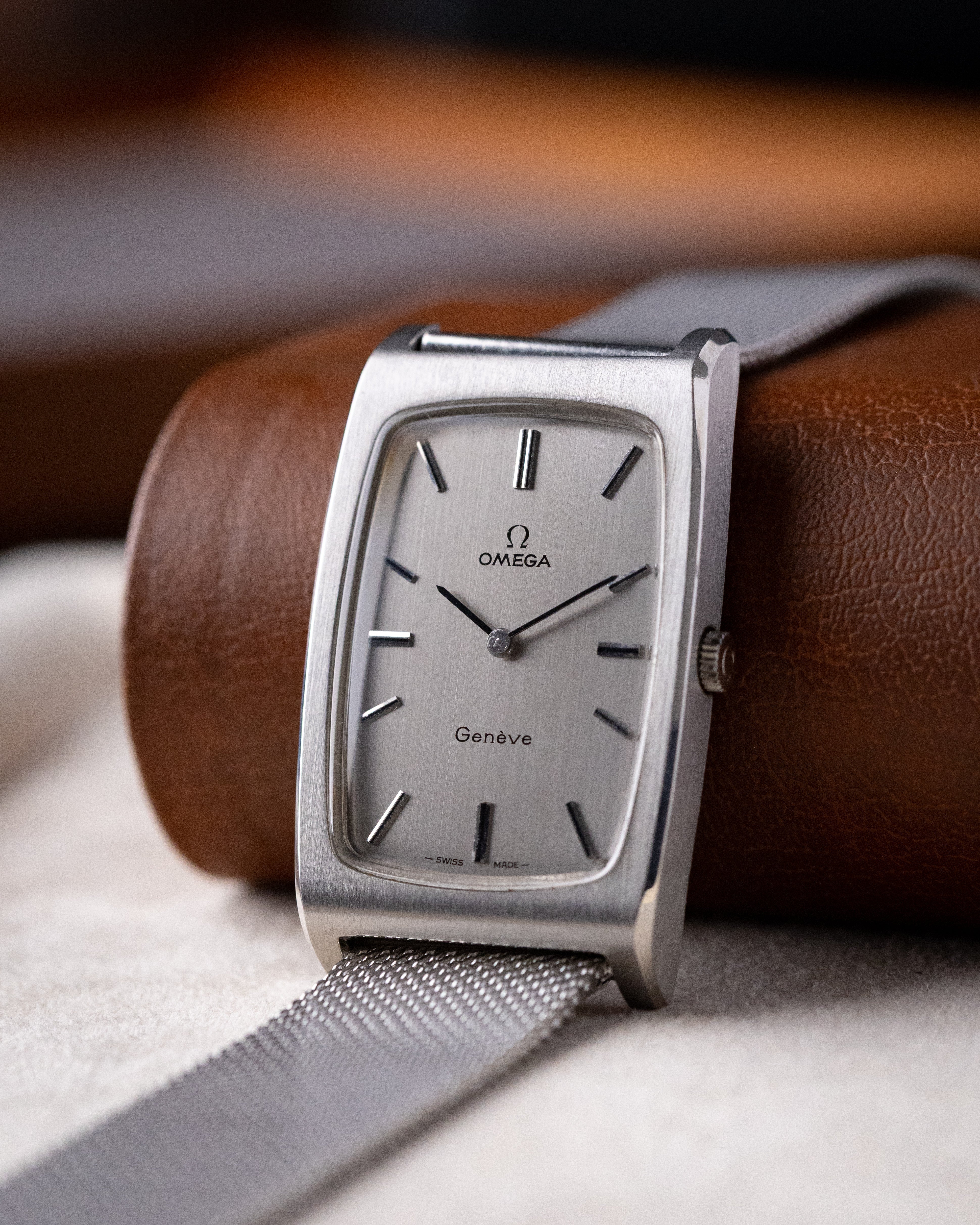 Vintage Omega Genève Oversized Tonneau Tank, Ref. 111.0110, Silver Dial from 1971 - DuMarko