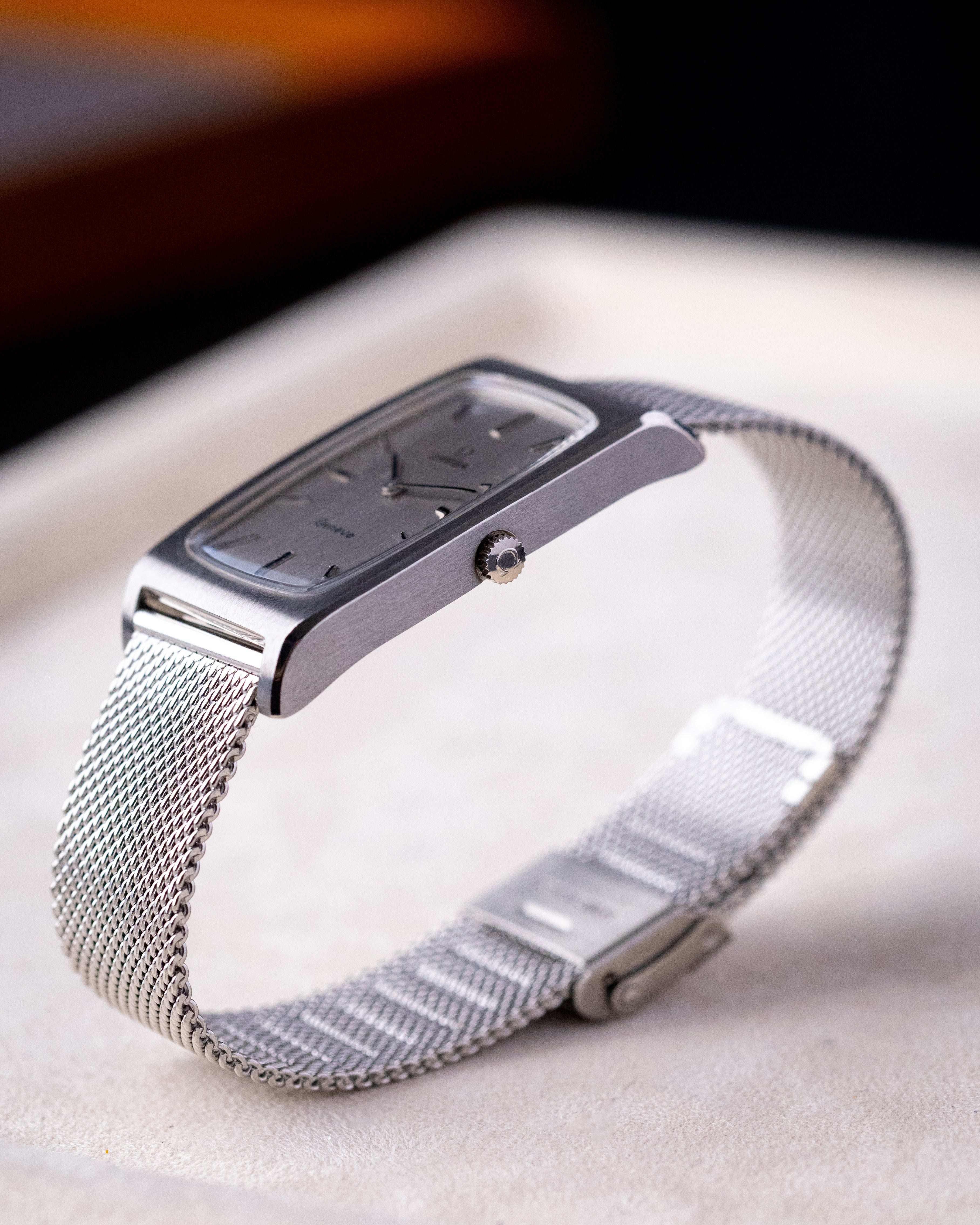 Vintage Omega Genève Oversized Tonneau Tank, Ref. 111.0110, Silver Dial from 1971 - DuMarko