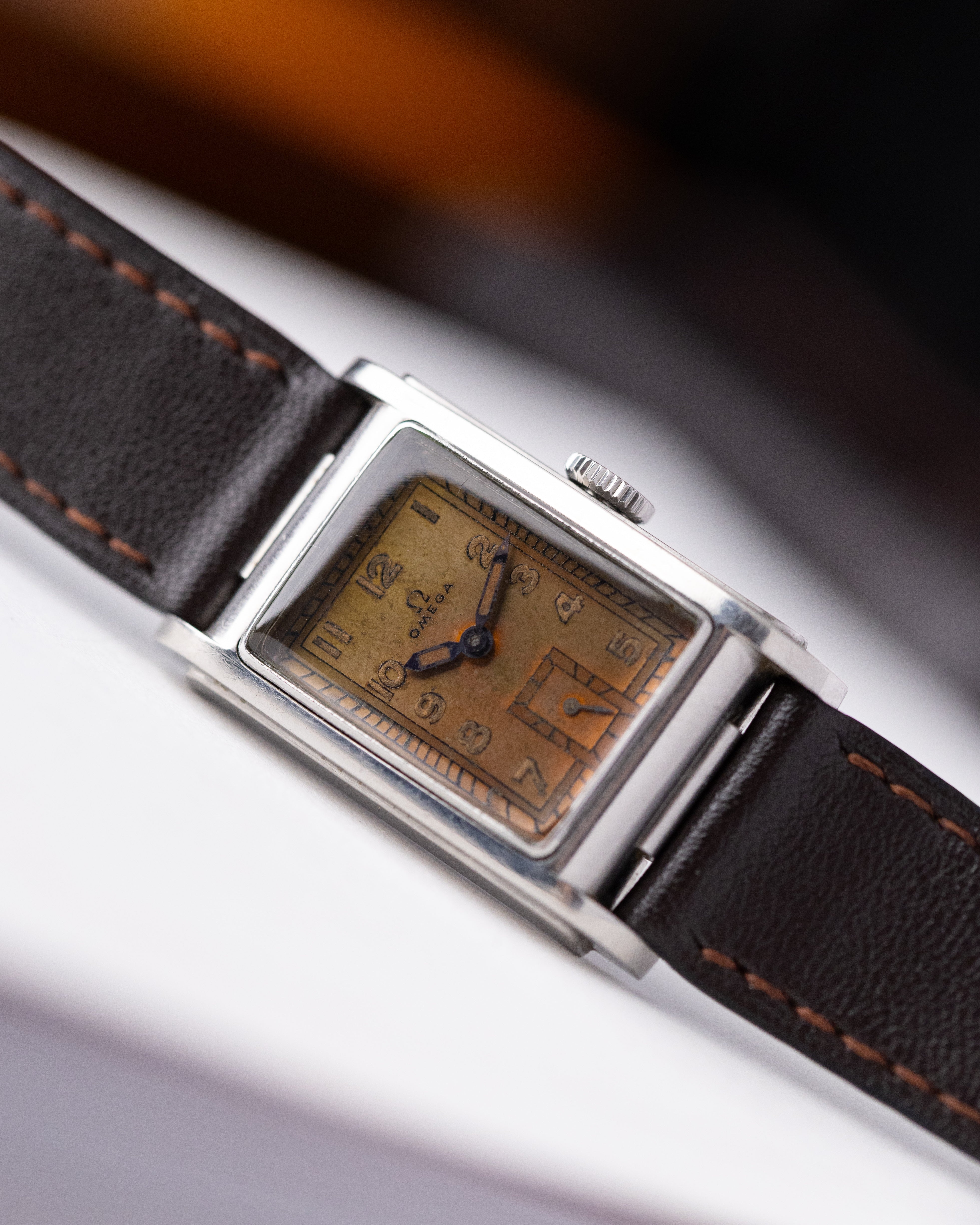 Vintage Omega Marine Standard CK 3635 Swiss Watch, Cal. T17 Movement, Bronze Patina Dial from 1939 - DuMarko