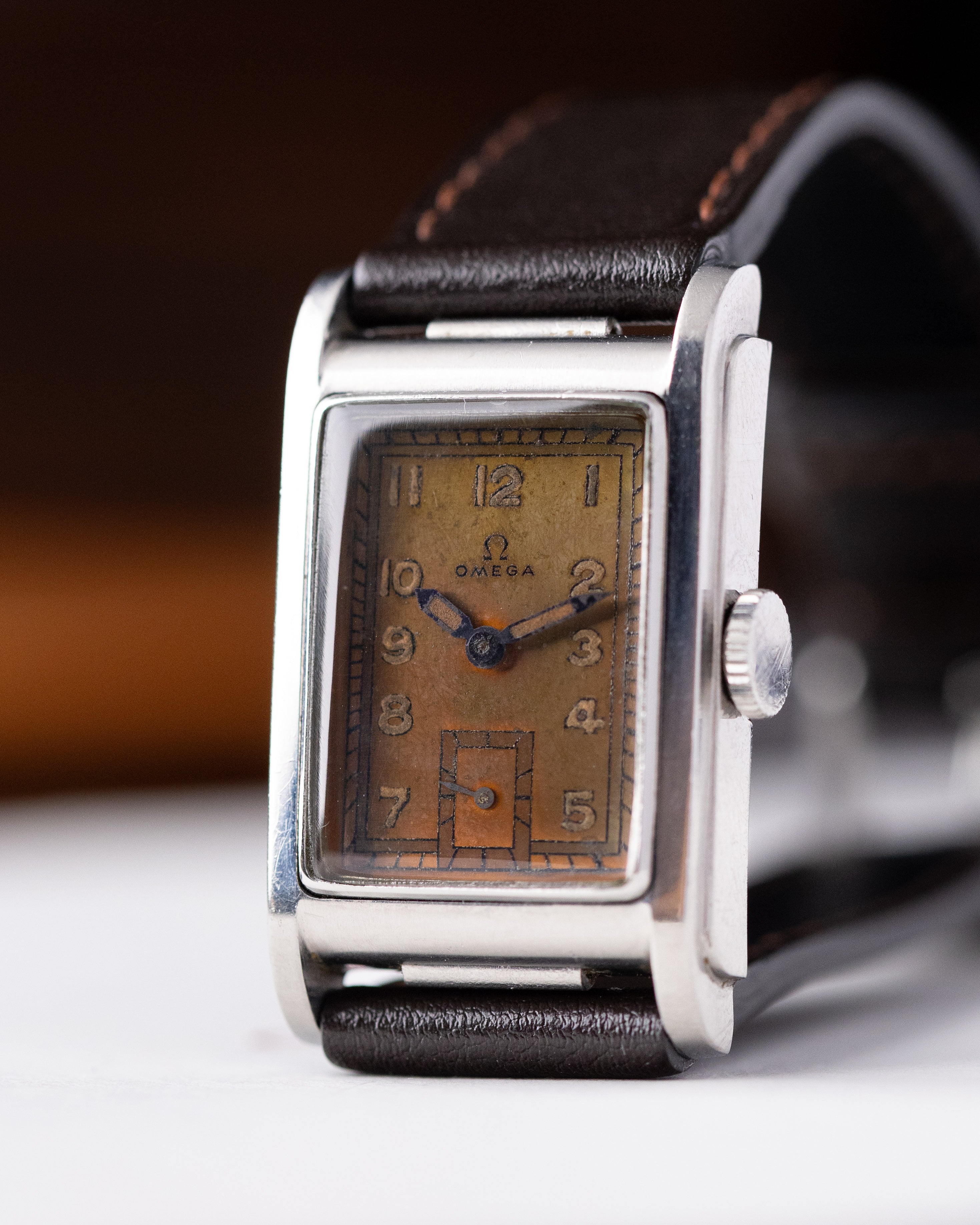 Vintage Omega Marine Standard CK 3635 Swiss Watch, Cal. T17 Movement, Bronze Patina Dial from 1939 - DuMarko