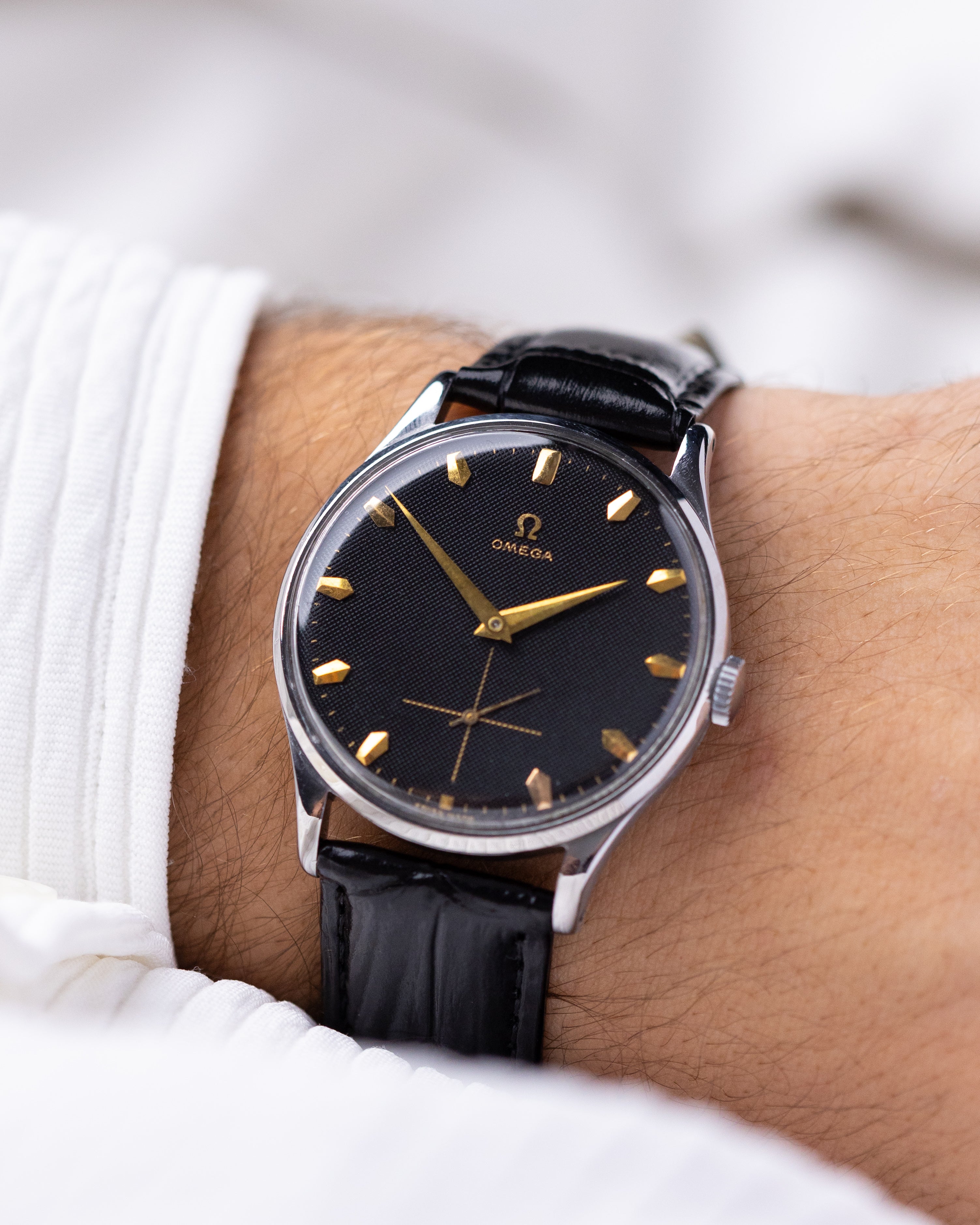 Vintage Omega Oversized Case, Honeycomb Black Dial, Cal. 266 from 1954 - DuMarko