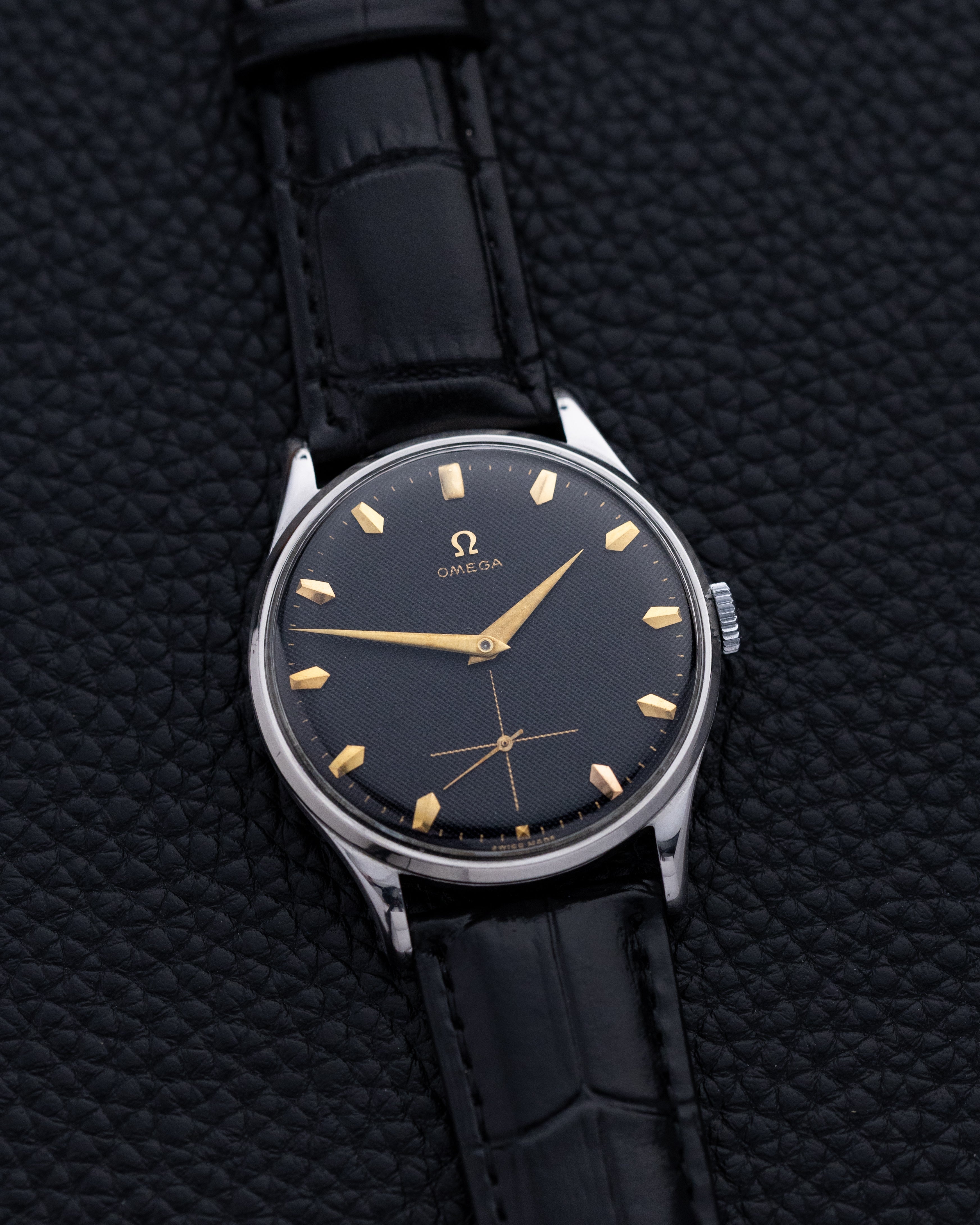 Vintage Omega Oversized Case, Honeycomb Black Dial, Cal. 266 from 1954 - DuMarko