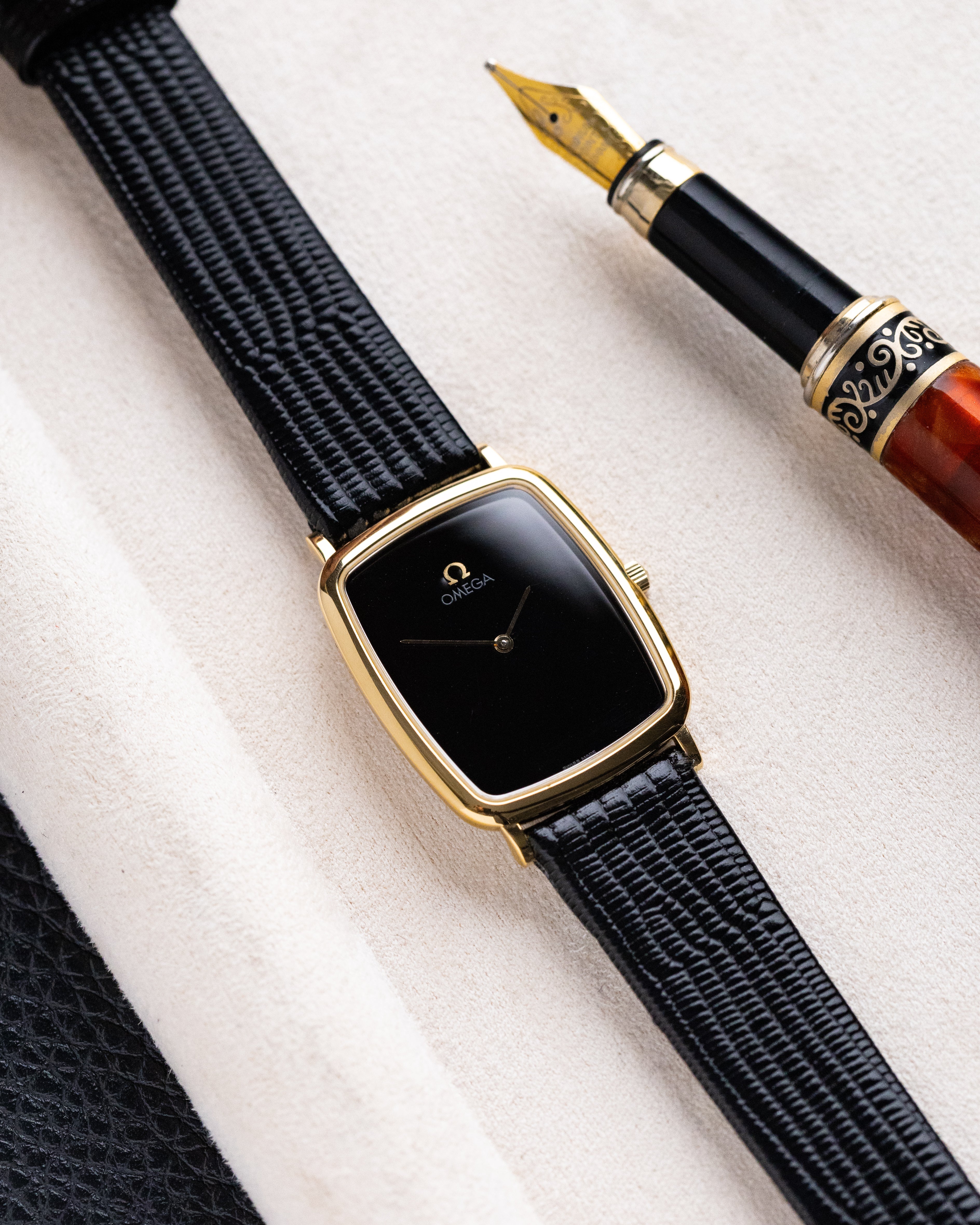 Vintage Omega Swiss Watch, Rare “Onyx” Style Black Dial, Quartz Cal. 1378, Ref. 195.0076 from 1980’s - DuMarko