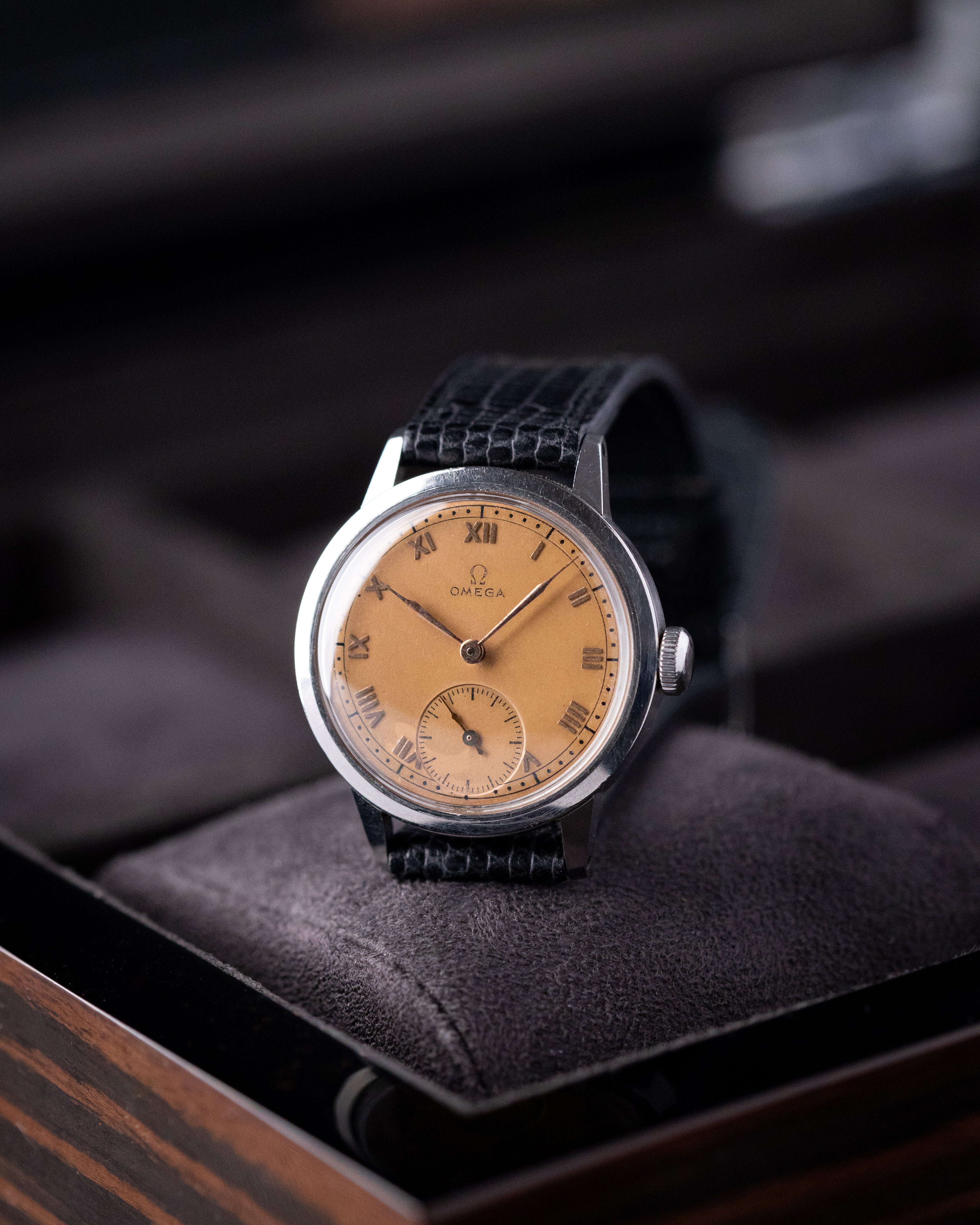 Vintage Omega Swiss Watch, Rare Tropical Salmon Dial, Cal. 26.5 SOB T2, Roman Numerals, Sub - Seconds from 1939 - DuMarko