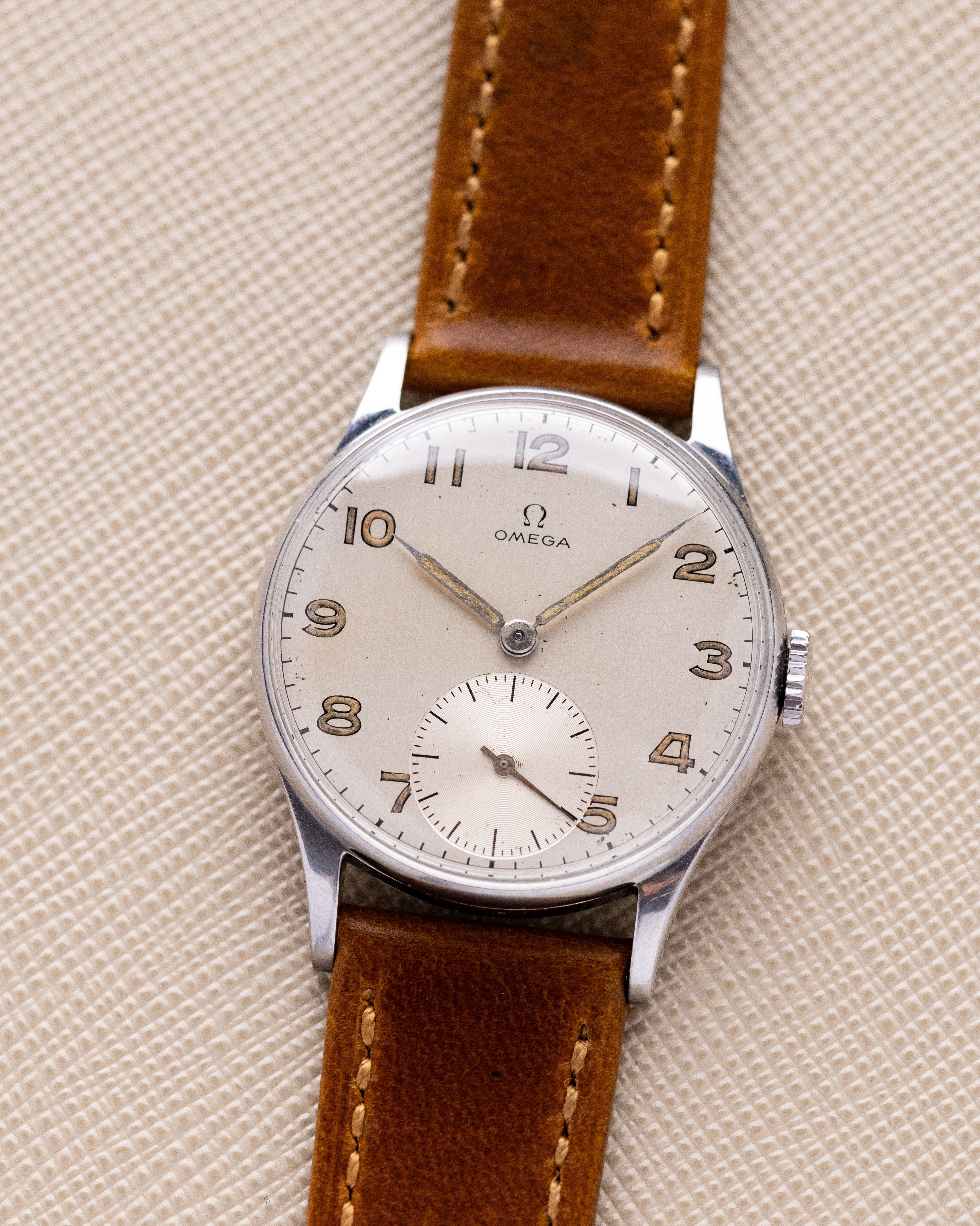 Vintage Omega Swiss Watch, Ref. 2390/3, Silver Dial, Sub - Seconds, Cal. 30T2 from 1943 - DuMarko