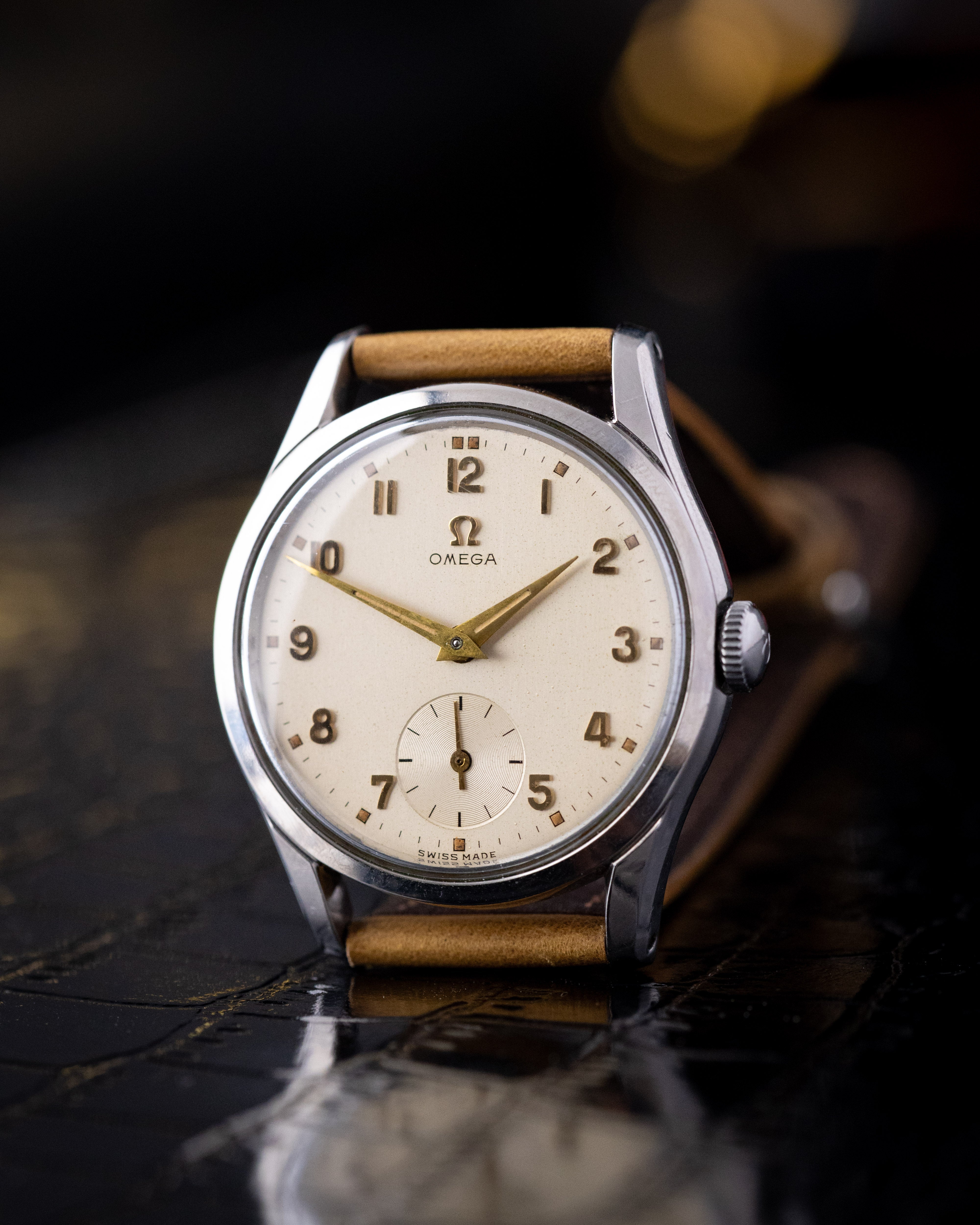 Vintage Omega Swiss Watch, Ref. 2639 - 11, Cream Patina Dial, Sub Seconds, Cal. 266 from 1952 - DuMarko