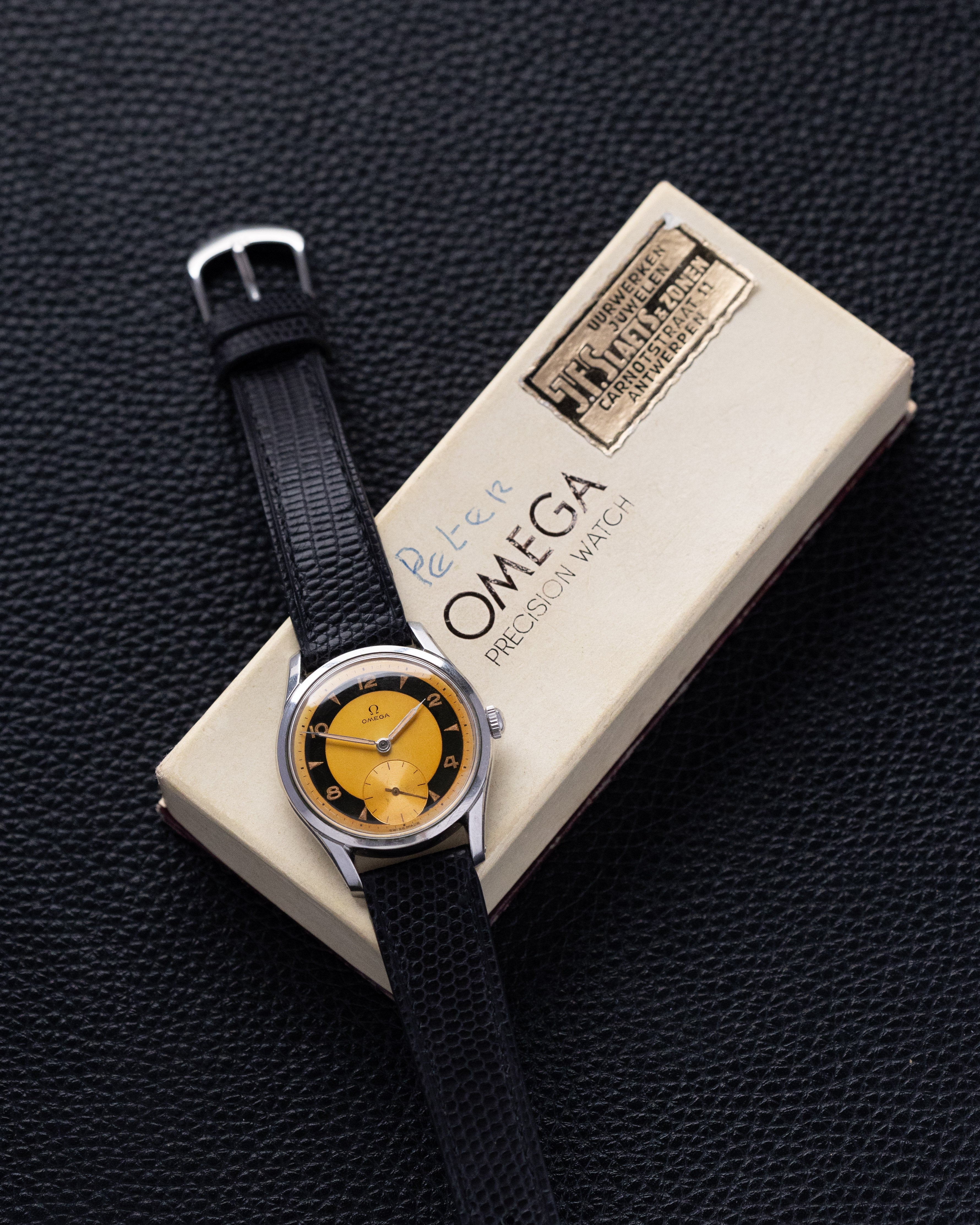 Vintage Omega Swiss Watch, Ref. 2639 - 13, Bullseye/Tuxedo Tropical Patina Dial, Cal. 266 from 1953 - DuMarko