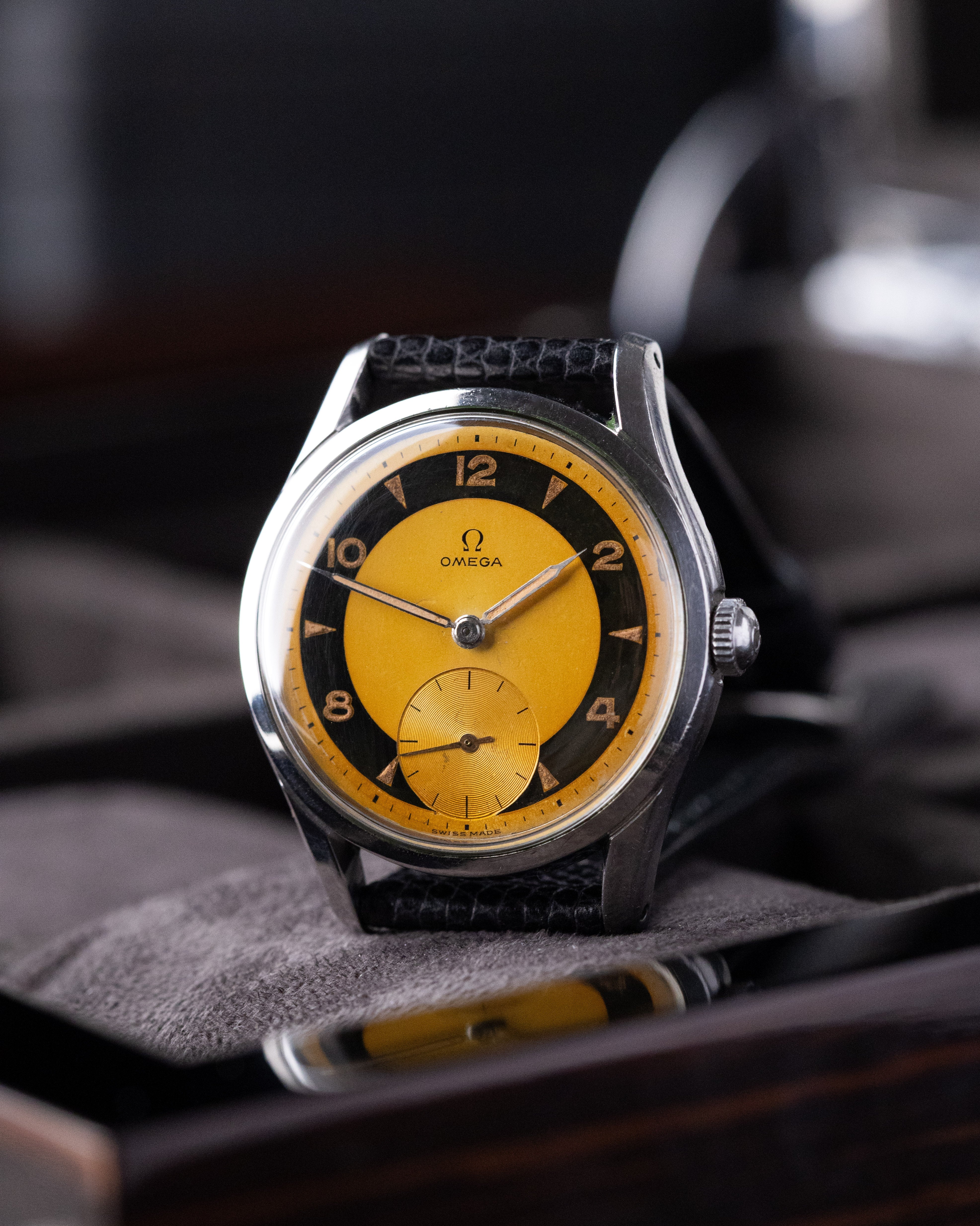 Vintage Omega Swiss Watch, Ref. 2639 - 13, Bullseye/Tuxedo Tropical Patina Dial, Cal. 266 from 1953 - DuMarko