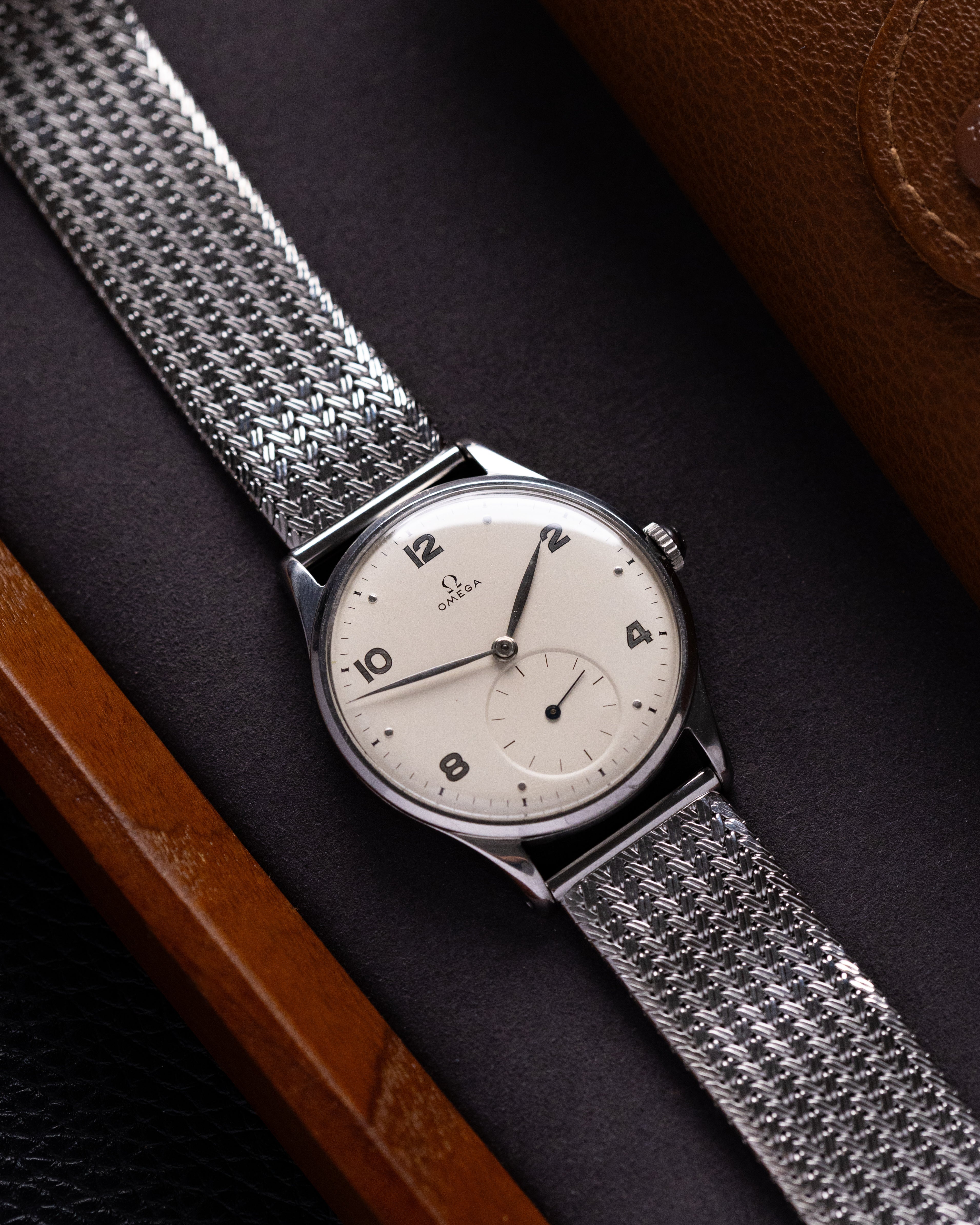 Vintage Omega Watch Jumbo Steel Case, Ref. 2181 - 8, Cream Dial Sub - Second, Cal. 30T2 from 1947 - DuMarko