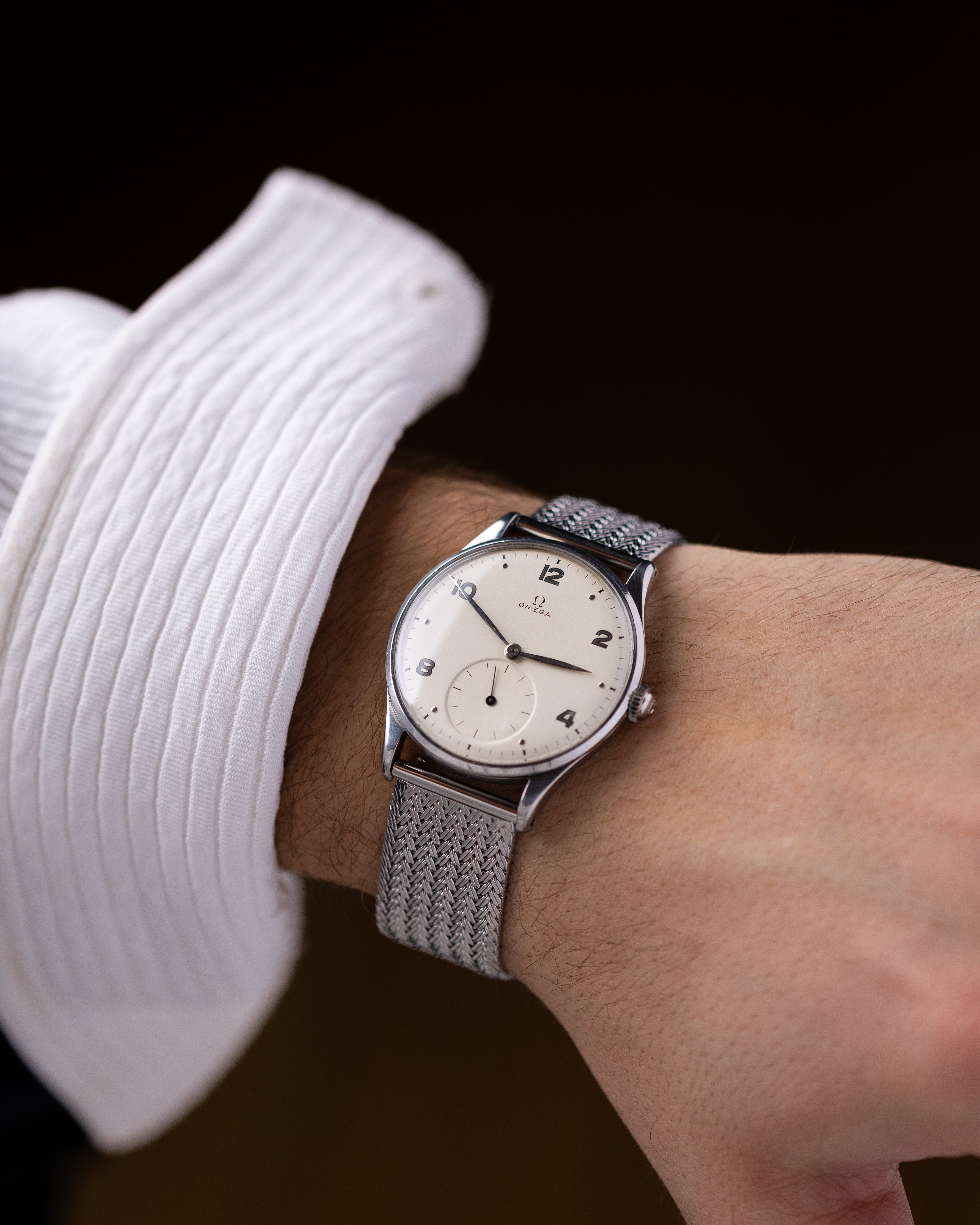 Vintage Omega Watch Jumbo Steel Case, Ref. 2181 - 8, Cream Dial Sub - Second, Cal. 30T2 from 1947 - DuMarko