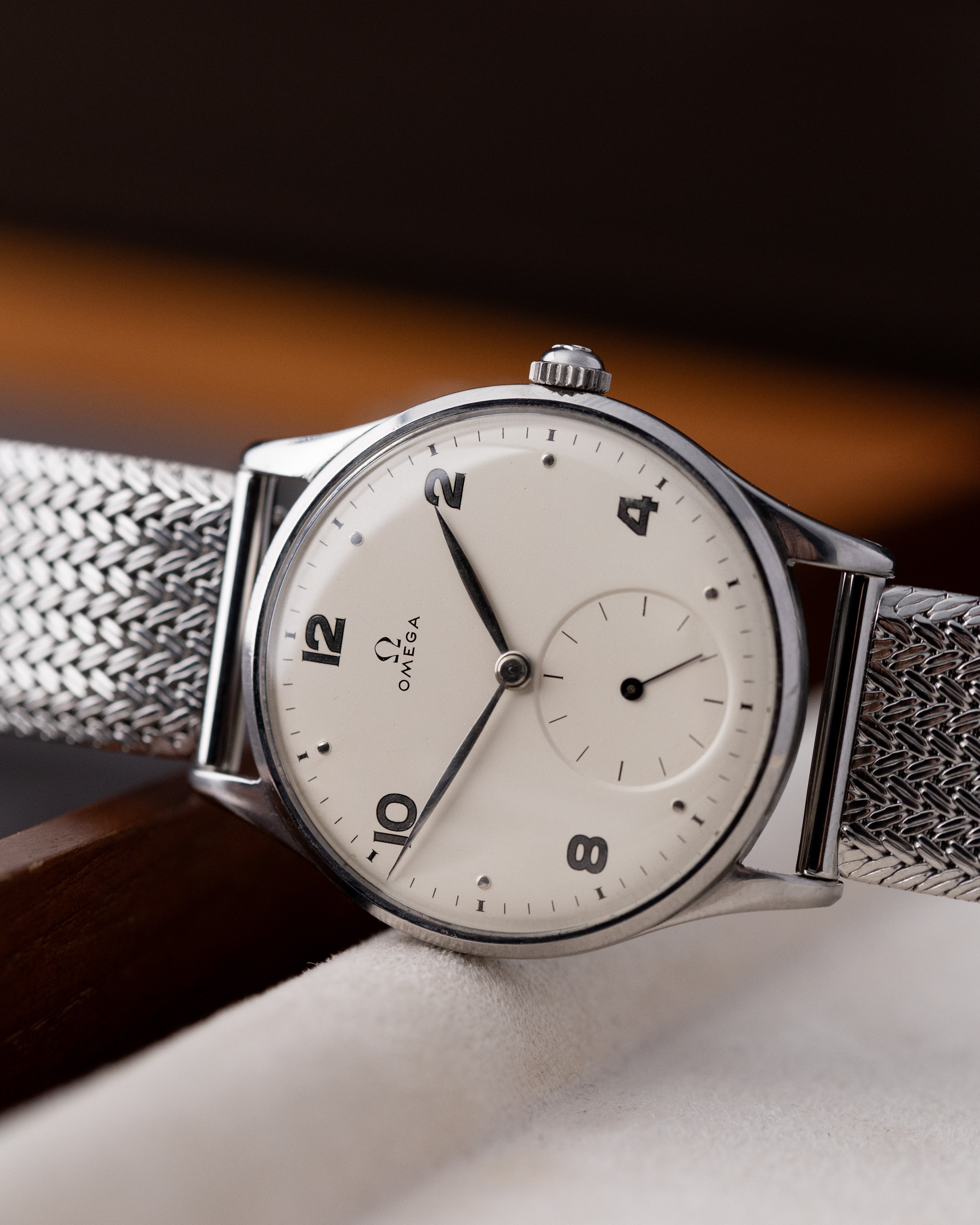 Vintage Omega Watch Jumbo Steel Case, Ref. 2181 - 8, Cream Dial Sub - Second, Cal. 30T2 from 1947 - DuMarko