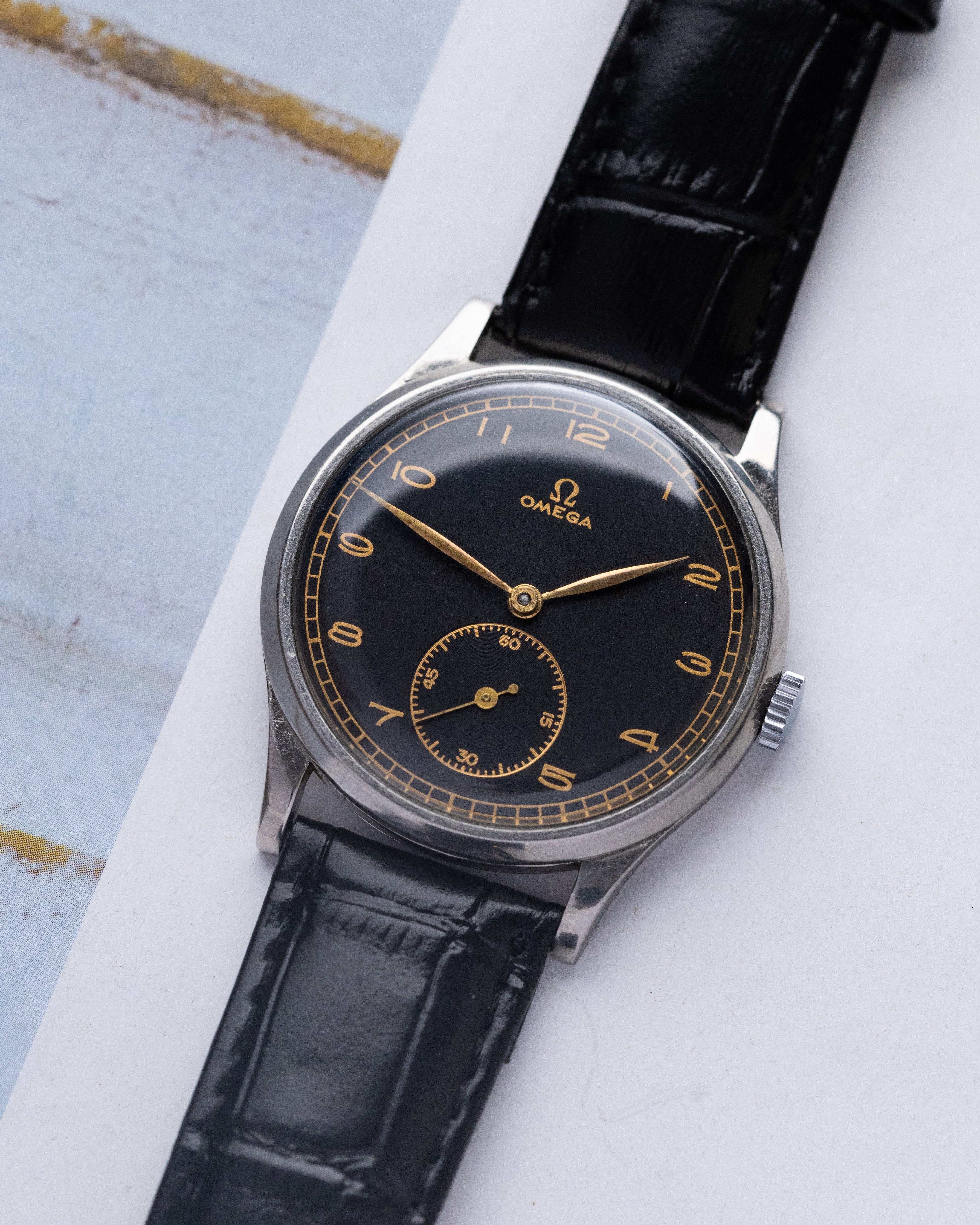 Vintage Omega Watch, Oversized case, Black Gilded Dial, Cal. 26.5 SOB T2 - DuMarko