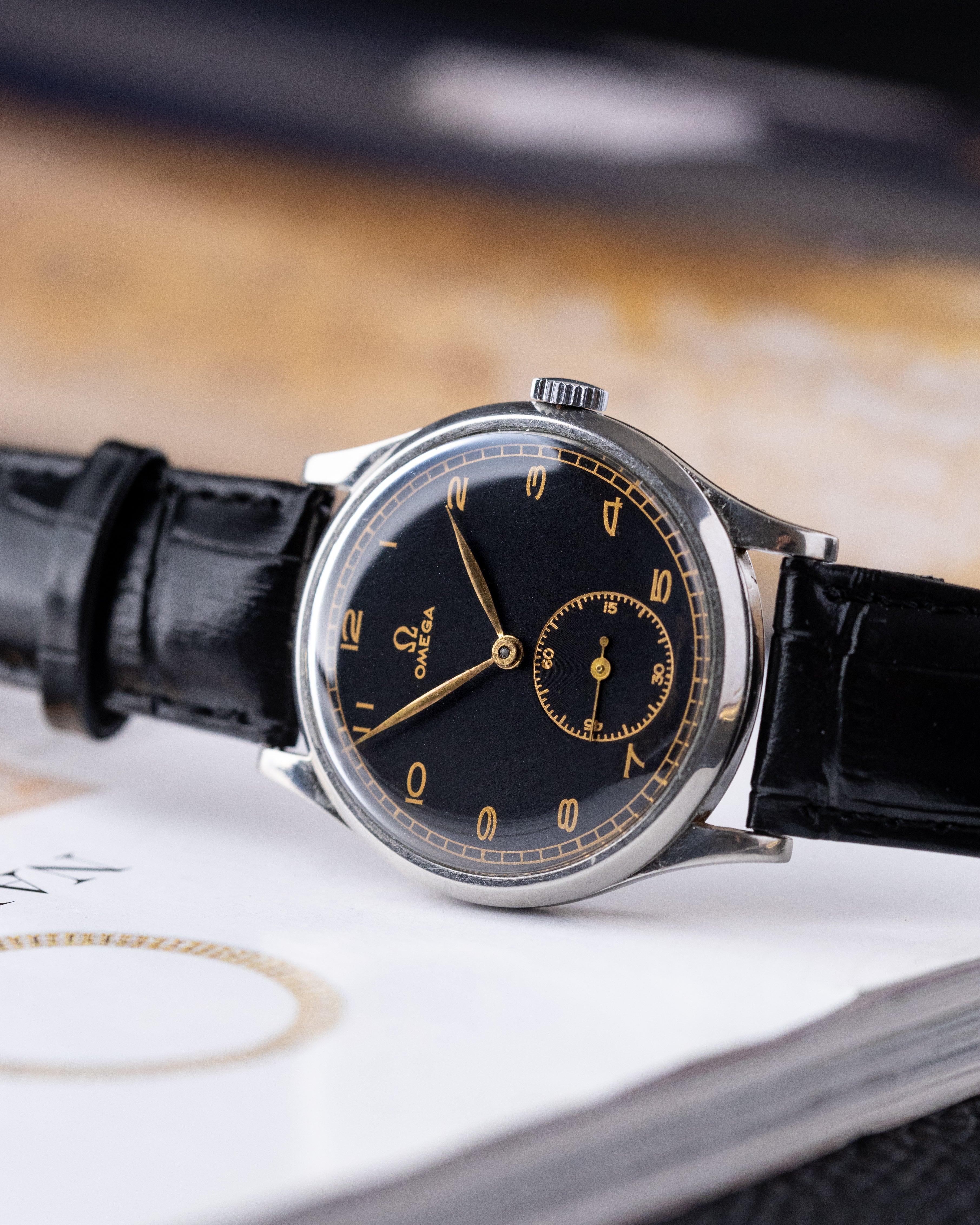 Vintage Omega Watch, Oversized case, Black Gilded Dial, Cal. 26.5 SOB T2 - DuMarko