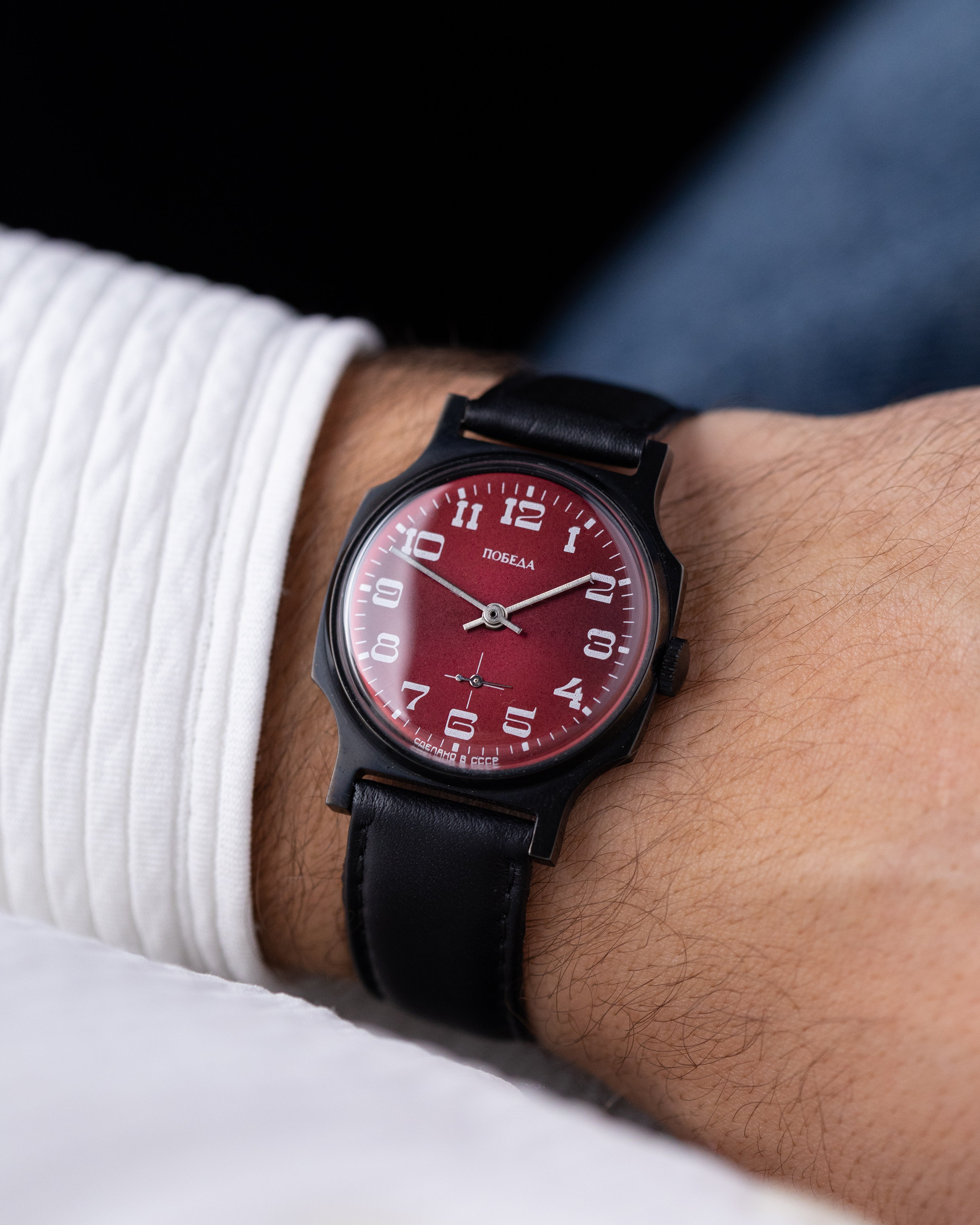 Vintage Pobeda Soviet Watch, Red Sunburst Ruby Dial, Cal. 2602 from 1970's - DuMarko