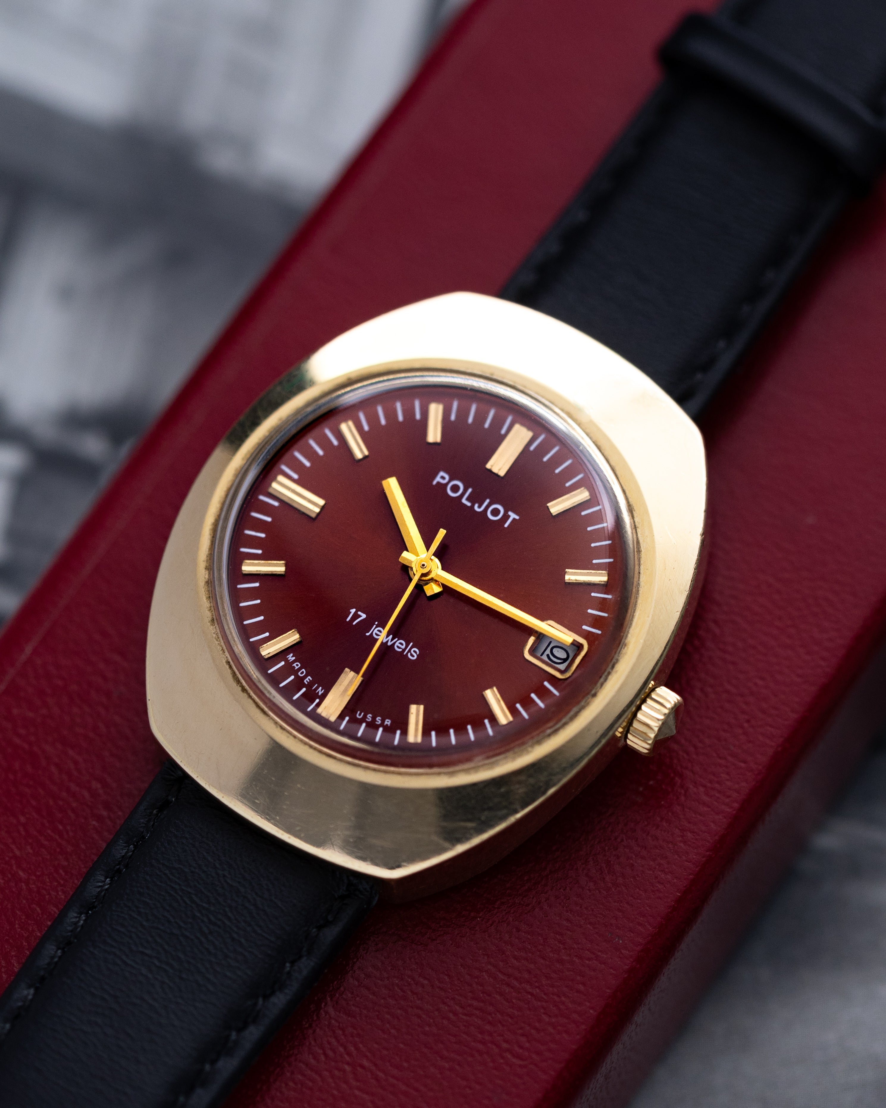 Vintage Poljo, Red Sunburst Dial, Soviet Watch from 1970s - DuMarko