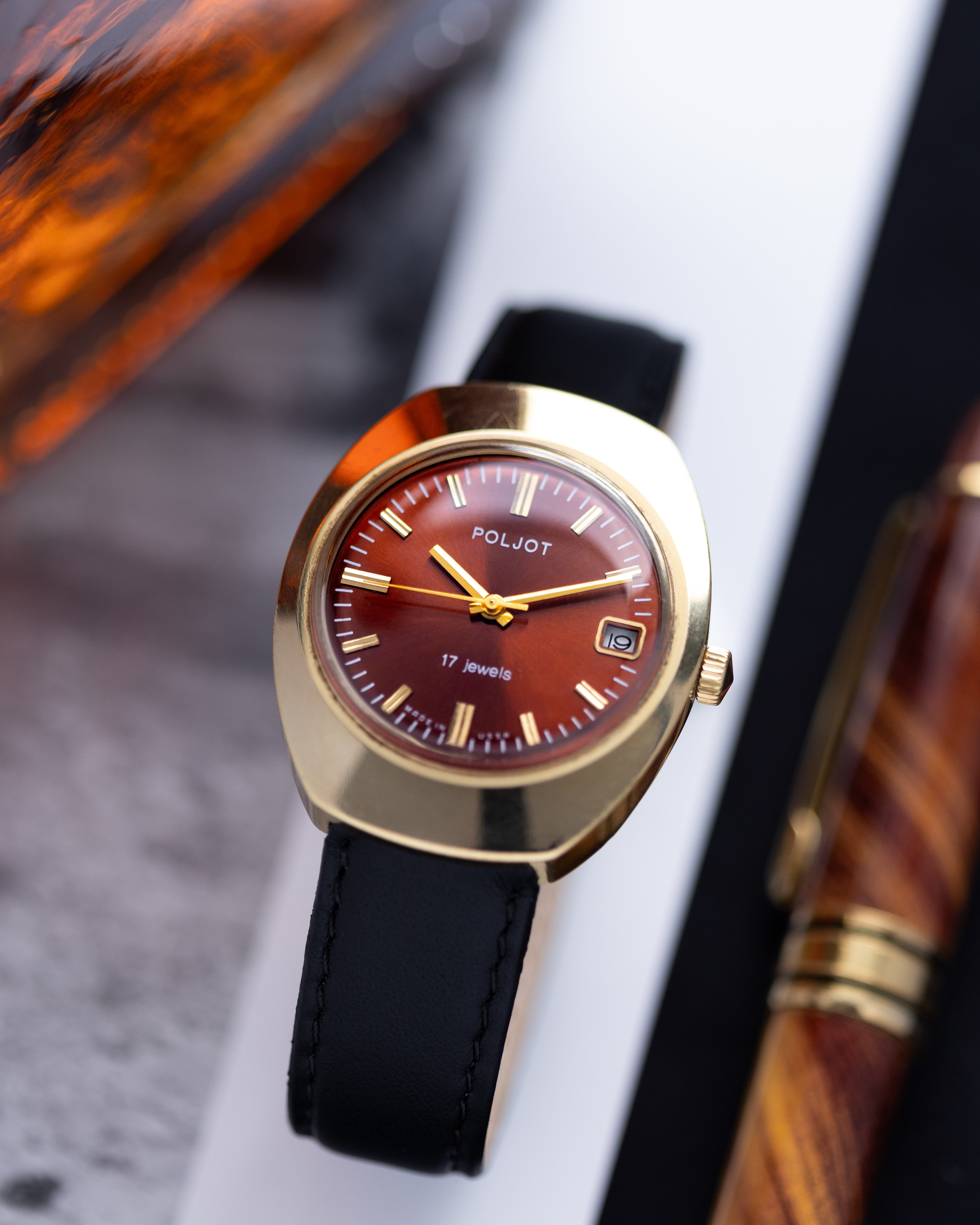 Vintage Poljo, Red Sunburst Dial, Soviet Watch from 1970s - DuMarko