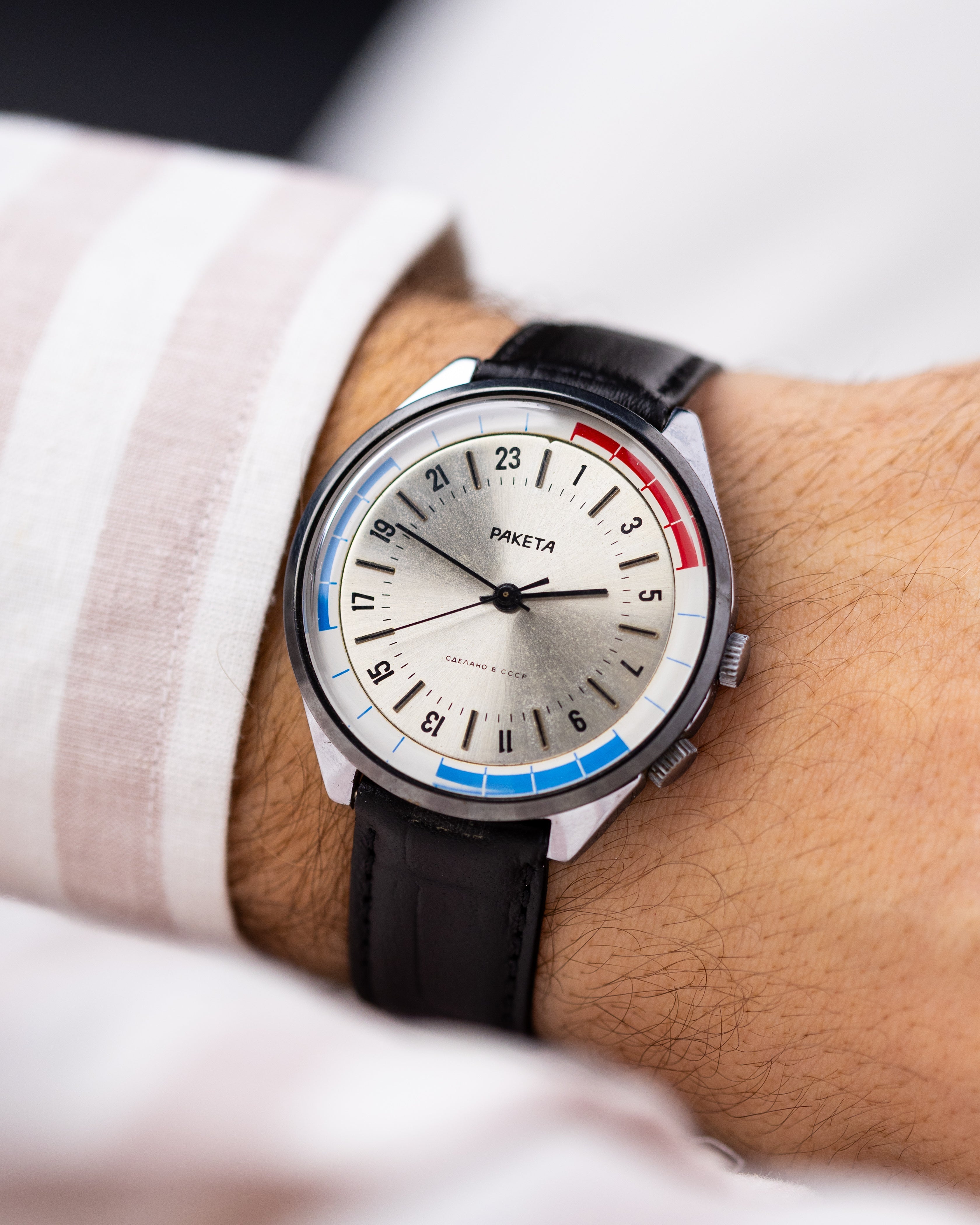 Vintage Raketa 24 hours, Soviet Watch, Original dial, Oversize case 40 mm from 1970's - DuMarko