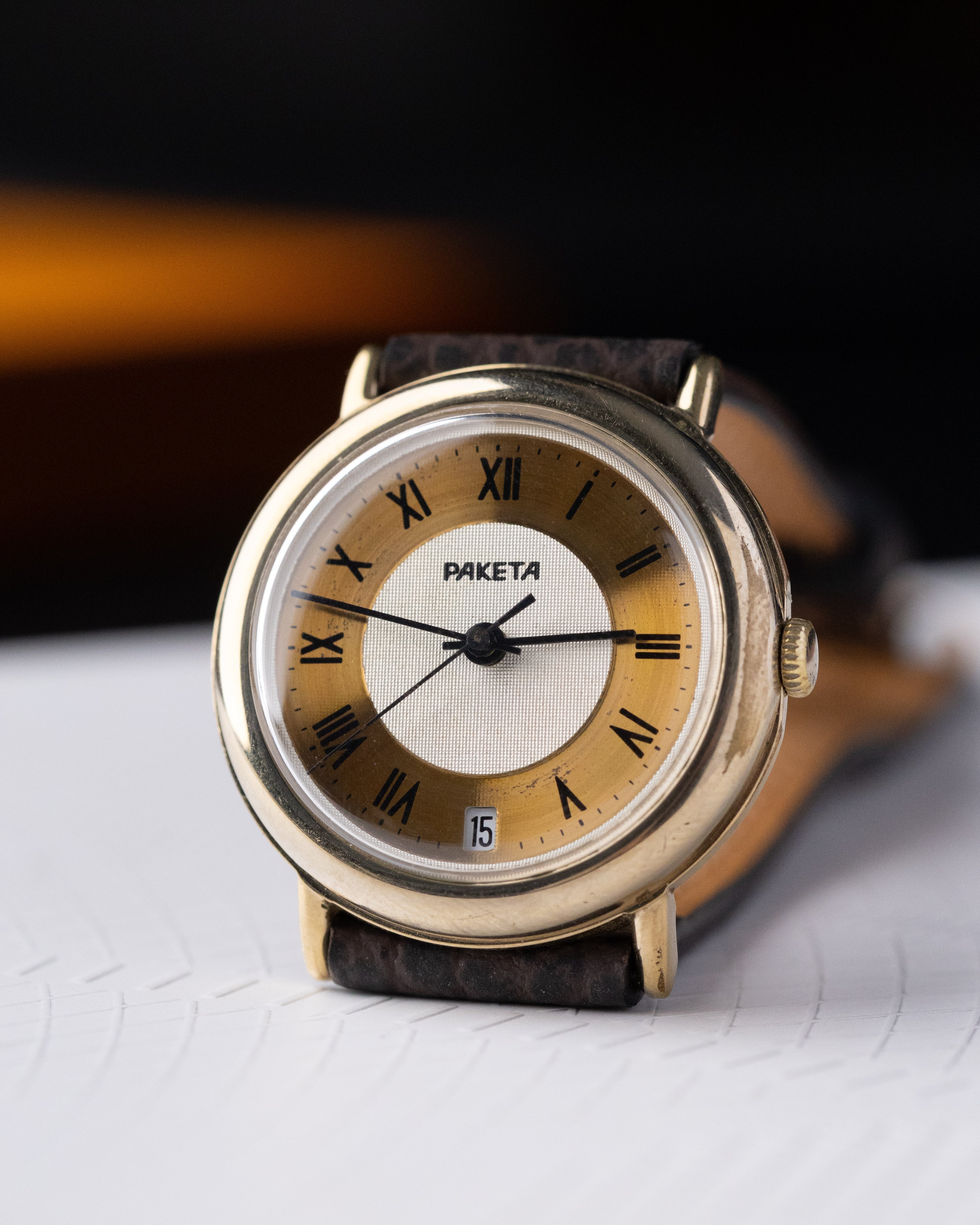 Vintage Raketa Soviet Watch, Two - tone Dial, Date Window, Roman Numerals from 1980's - DuMarko