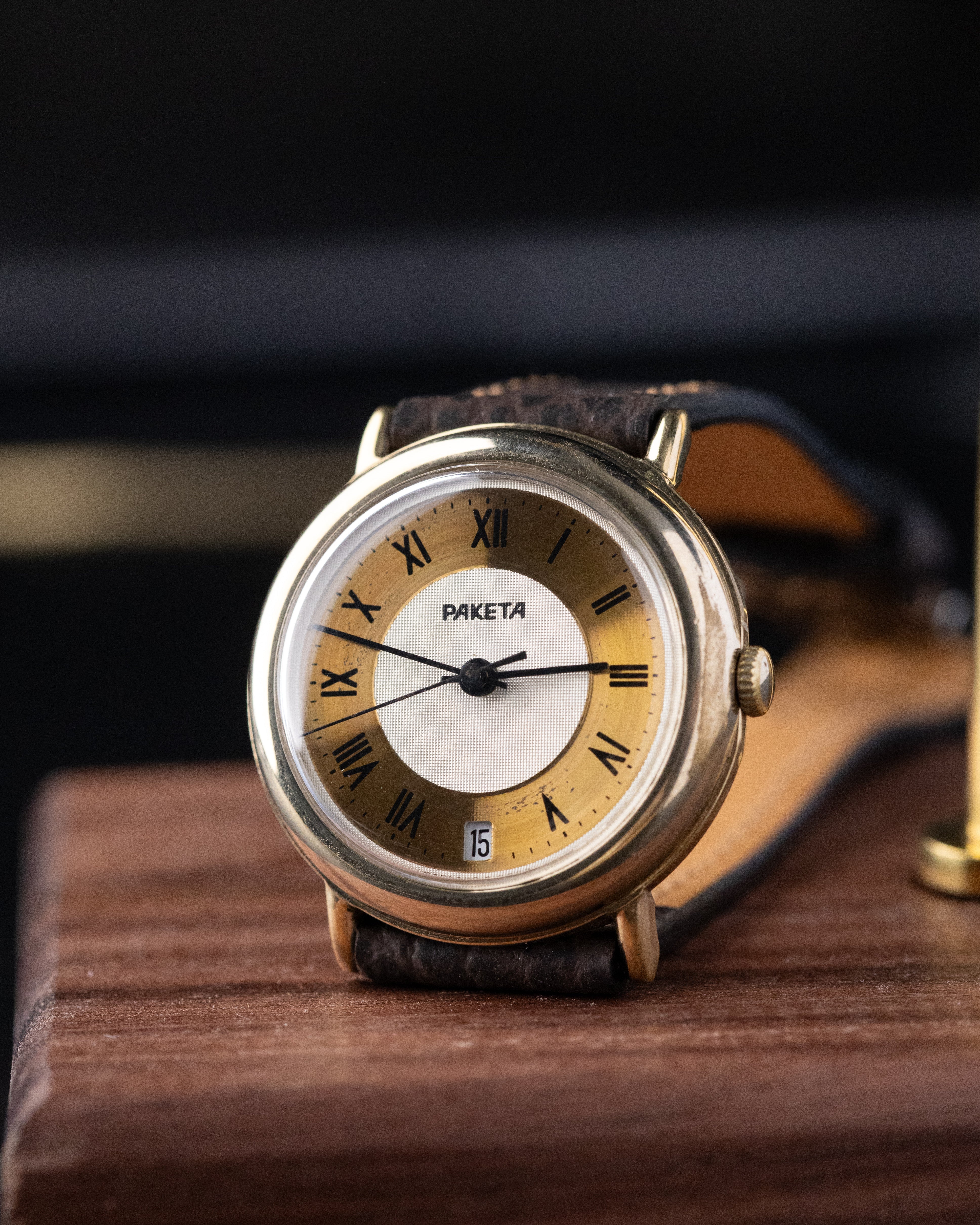 Vintage Raketa Soviet Watch, Two - tone Dial, Date Window, Roman Numerals from 1980's - DuMarko