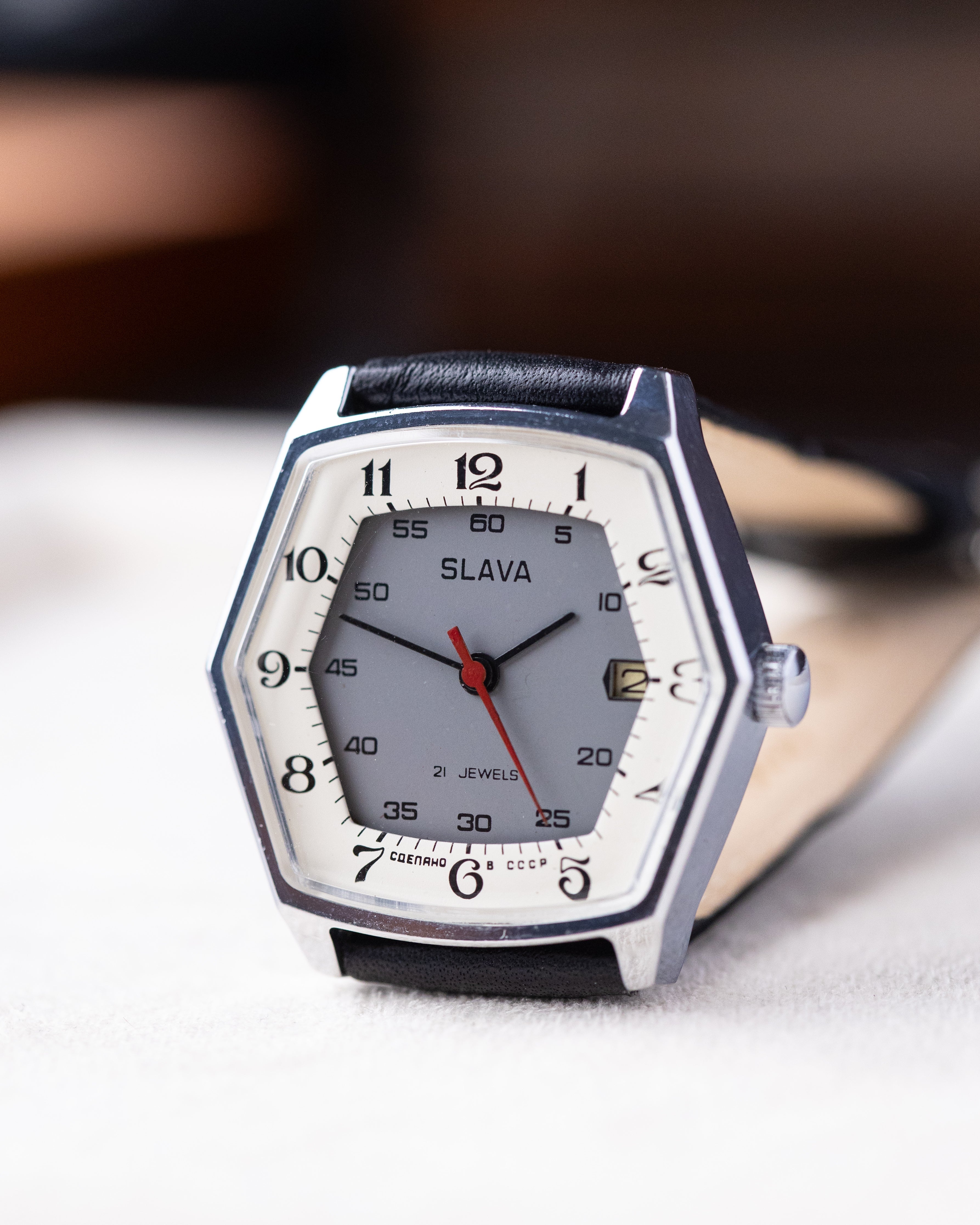 Vintage Slava Hexagon, Two - tone Dial, Date window, Rare Soviet Watch - DuMarko