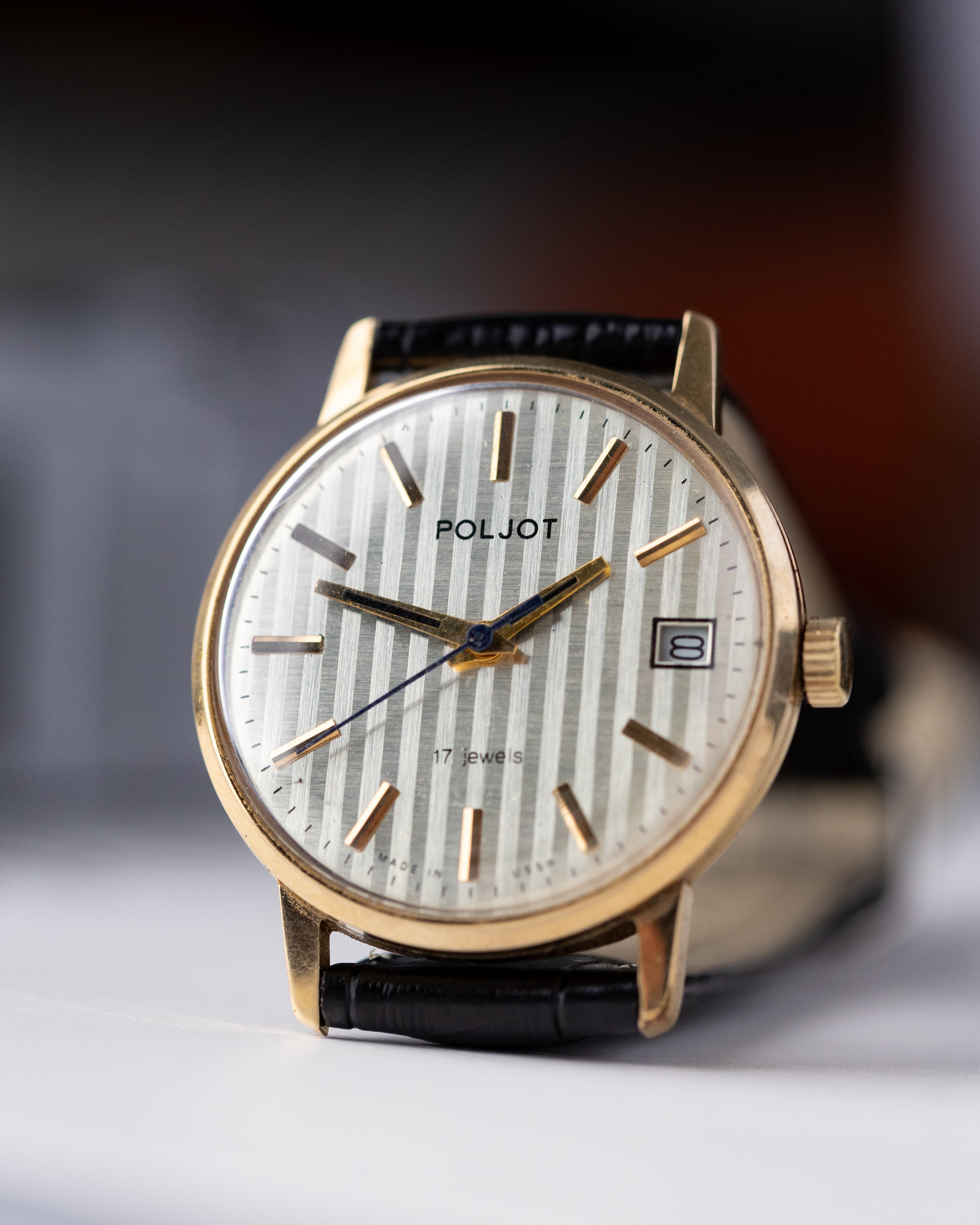 Vintage Soviet Poljot Dress Watch, Striped Holographic Dial from 1980’s - DuMarko