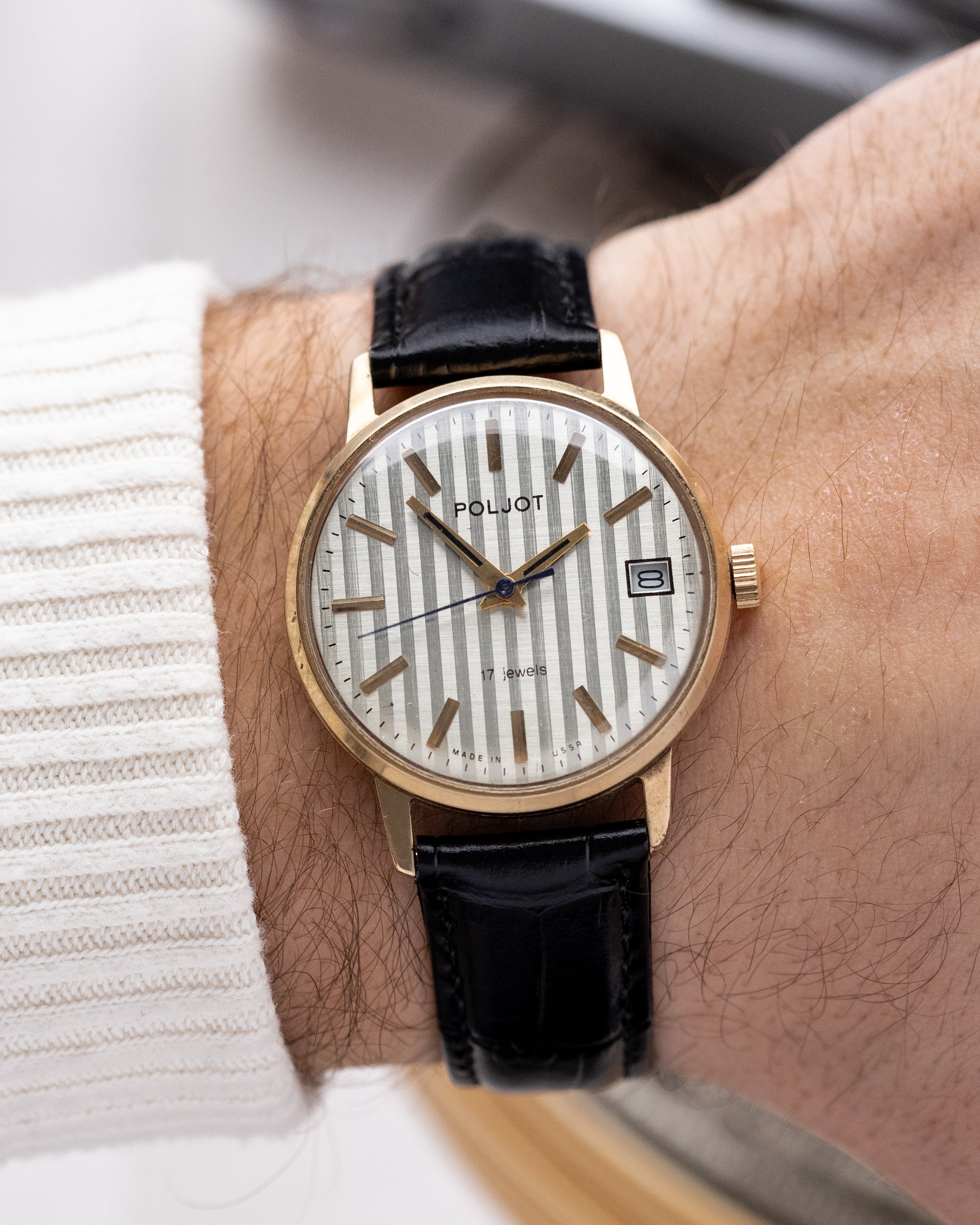 Vintage Soviet Poljot Dress Watch, Striped Holographic Dial from 1980’s - DuMarko