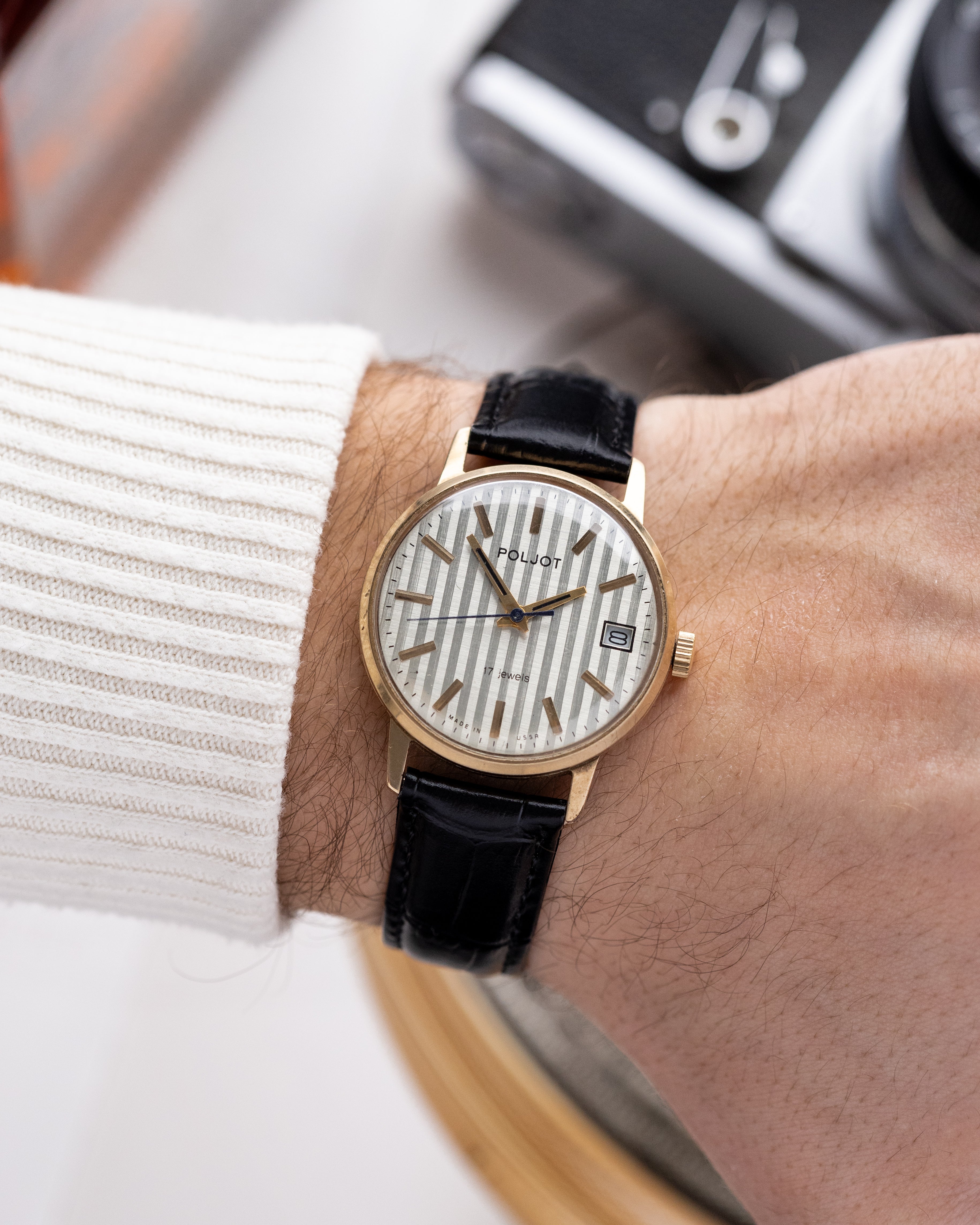 Vintage Soviet Poljot Dress Watch, Striped Holographic Dial from 1980’s - DuMarko