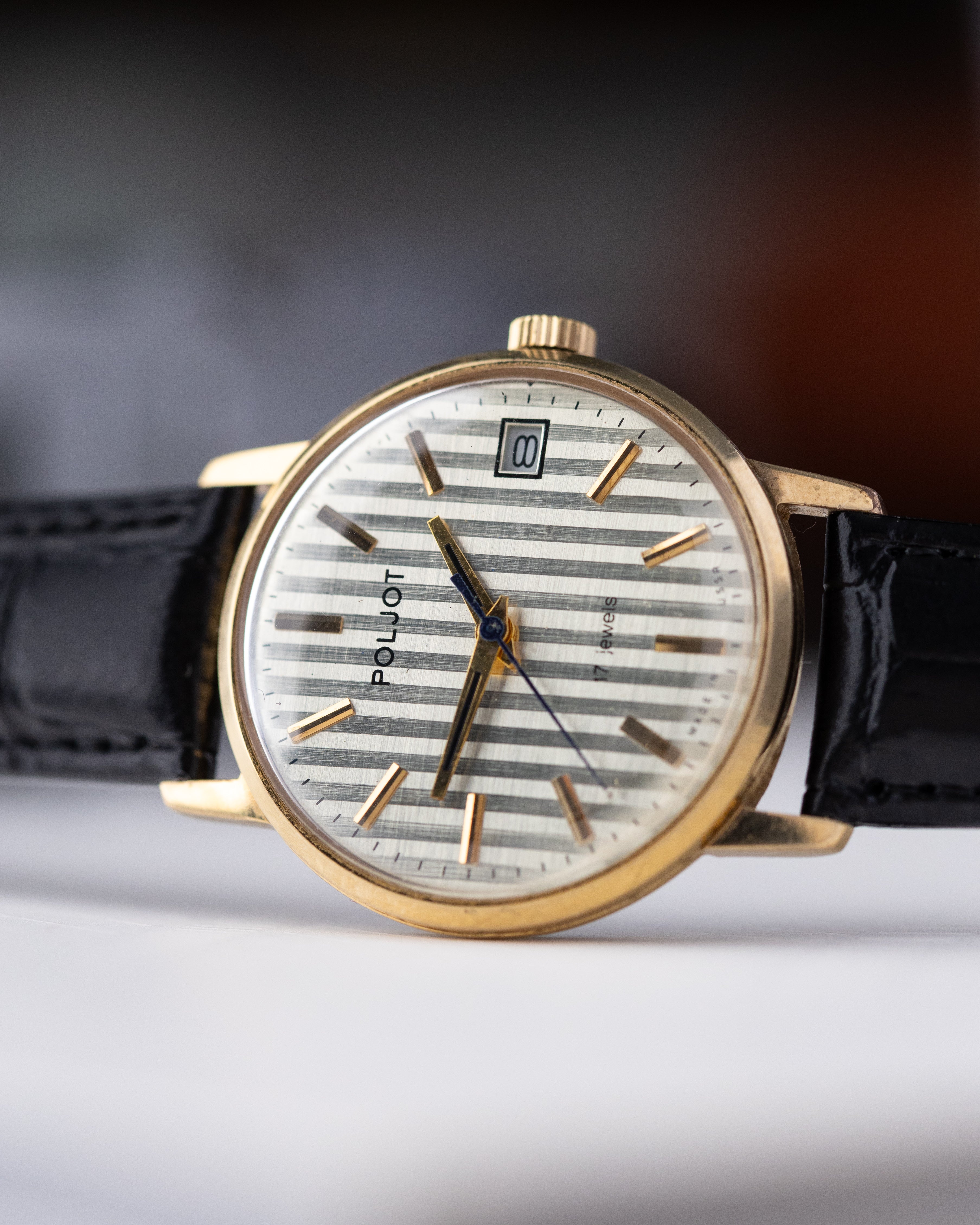 Vintage Soviet Poljot Dress Watch, Striped Holographic Dial from 1980’s - DuMarko