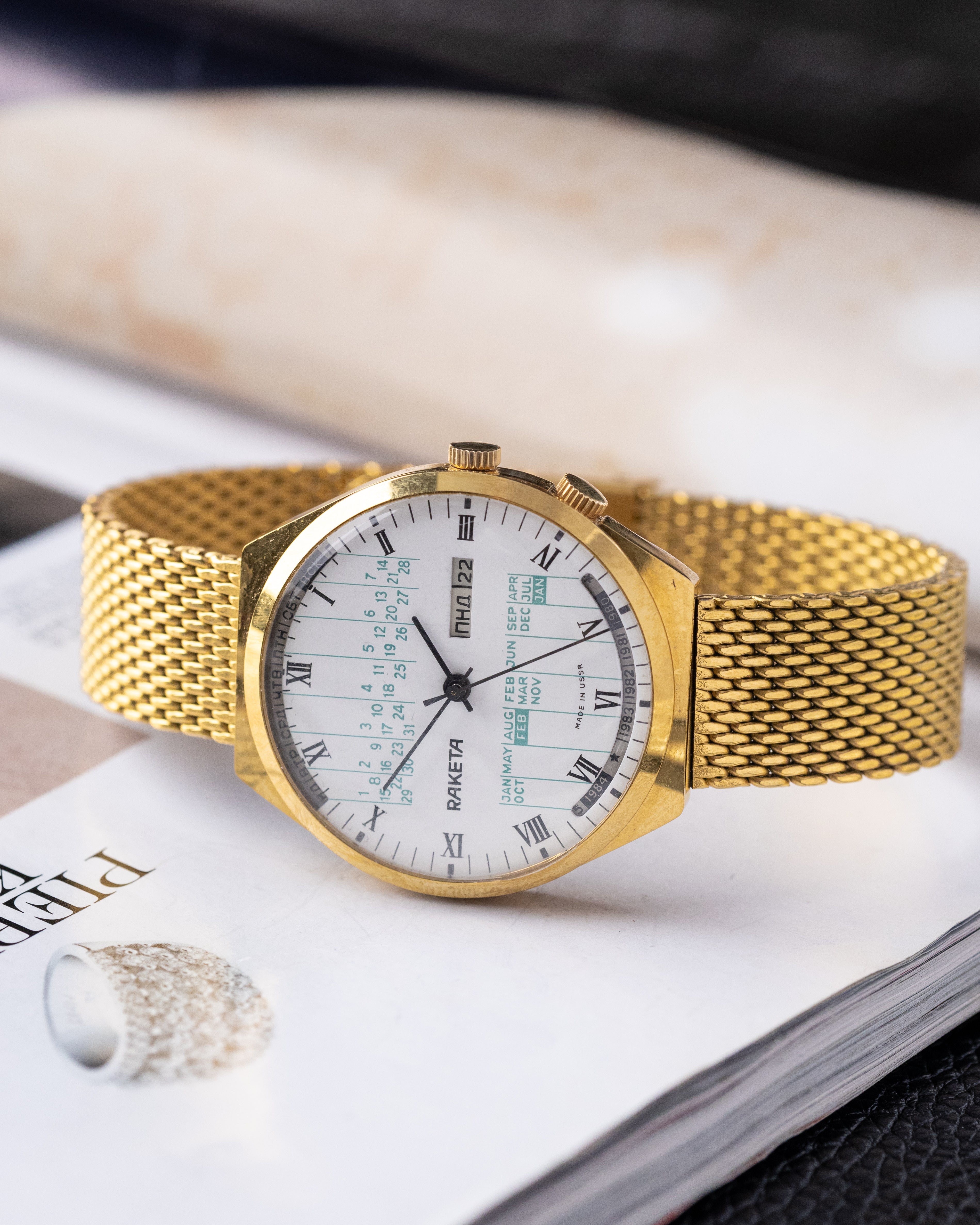 Vintage Soviet Watch Raketa Perpetual Calendar, Oversized case 40 mm - DuMarko