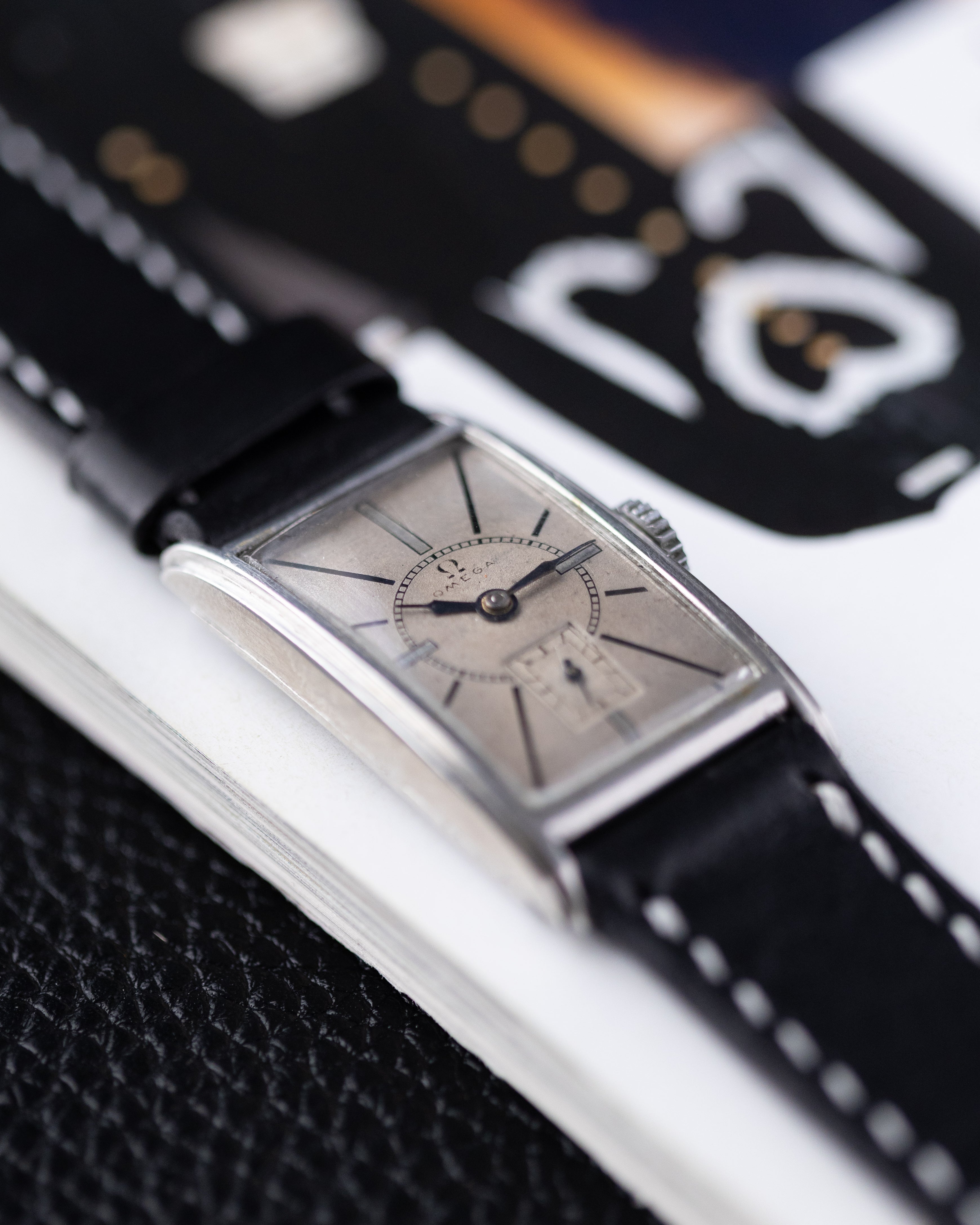 Vintage Swiss Omega Watch Art Deco, Rectangular Tank, Cal. 20F, Completely Original Dial - DuMarko