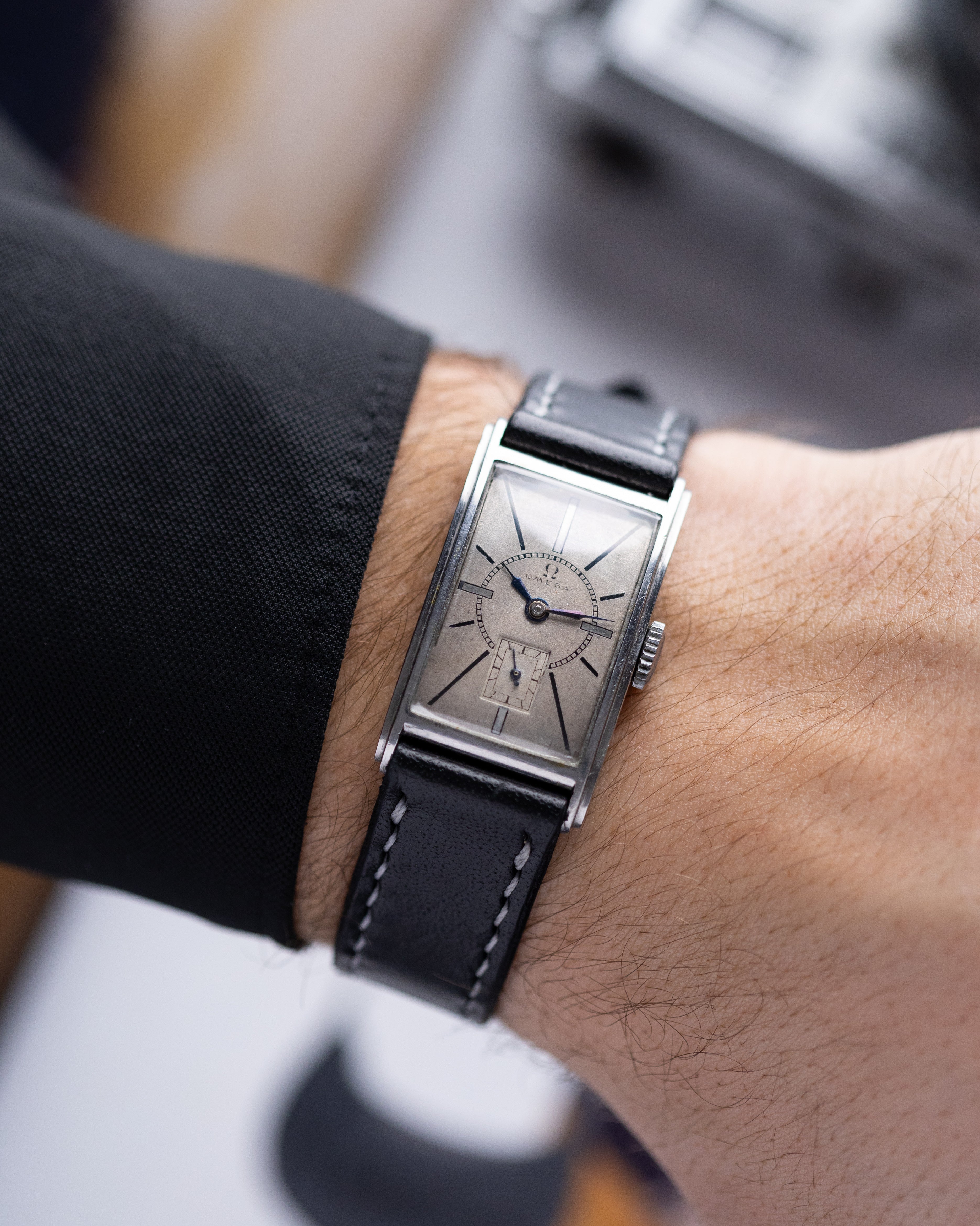 Vintage Swiss Omega Watch Art Deco, Rectangular Tank, Cal. 20F, Completely Original Dial - DuMarko