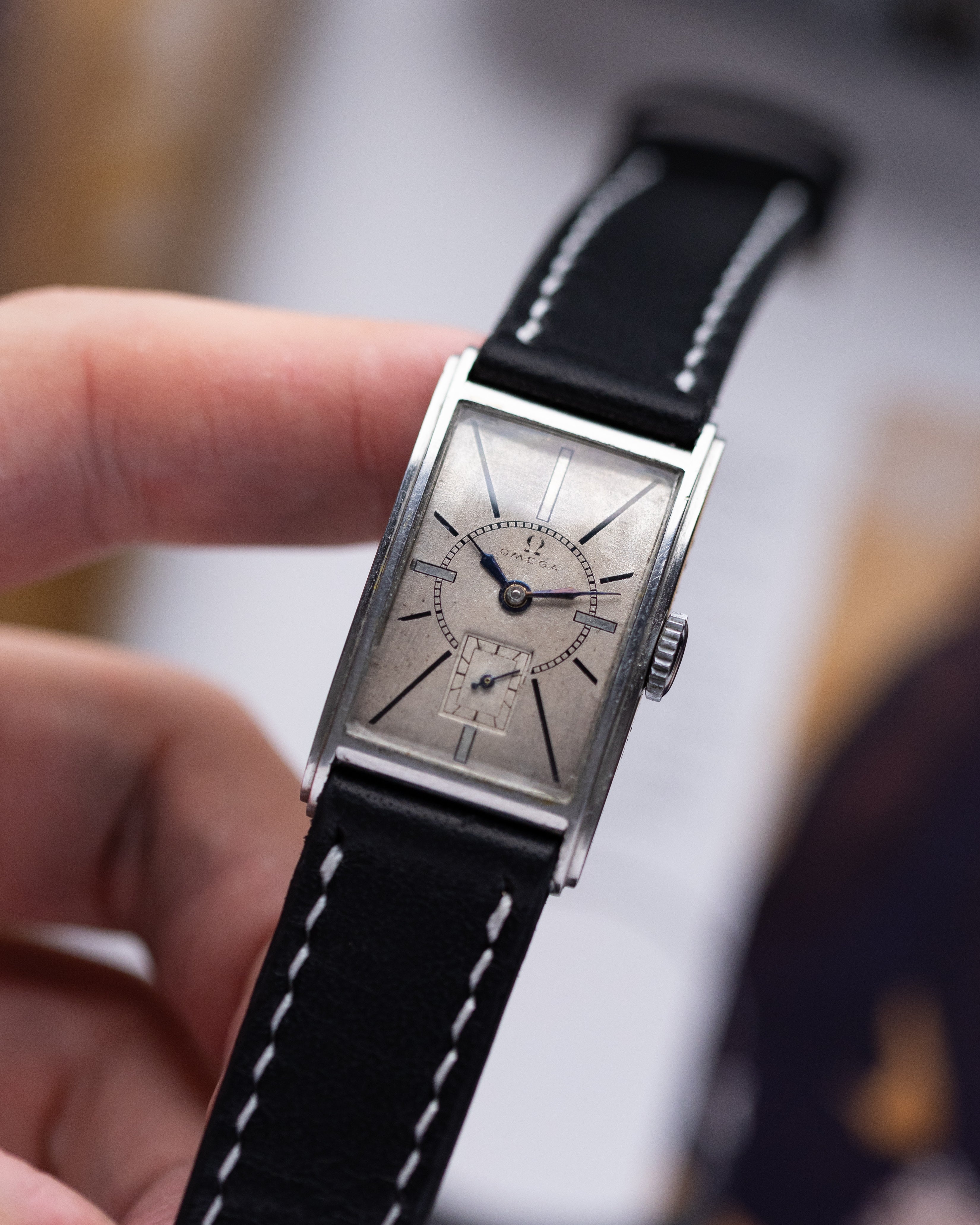 Vintage Swiss Omega Watch Art Deco, Rectangular Tank, Cal. 20F, Completely Original Dial - DuMarko