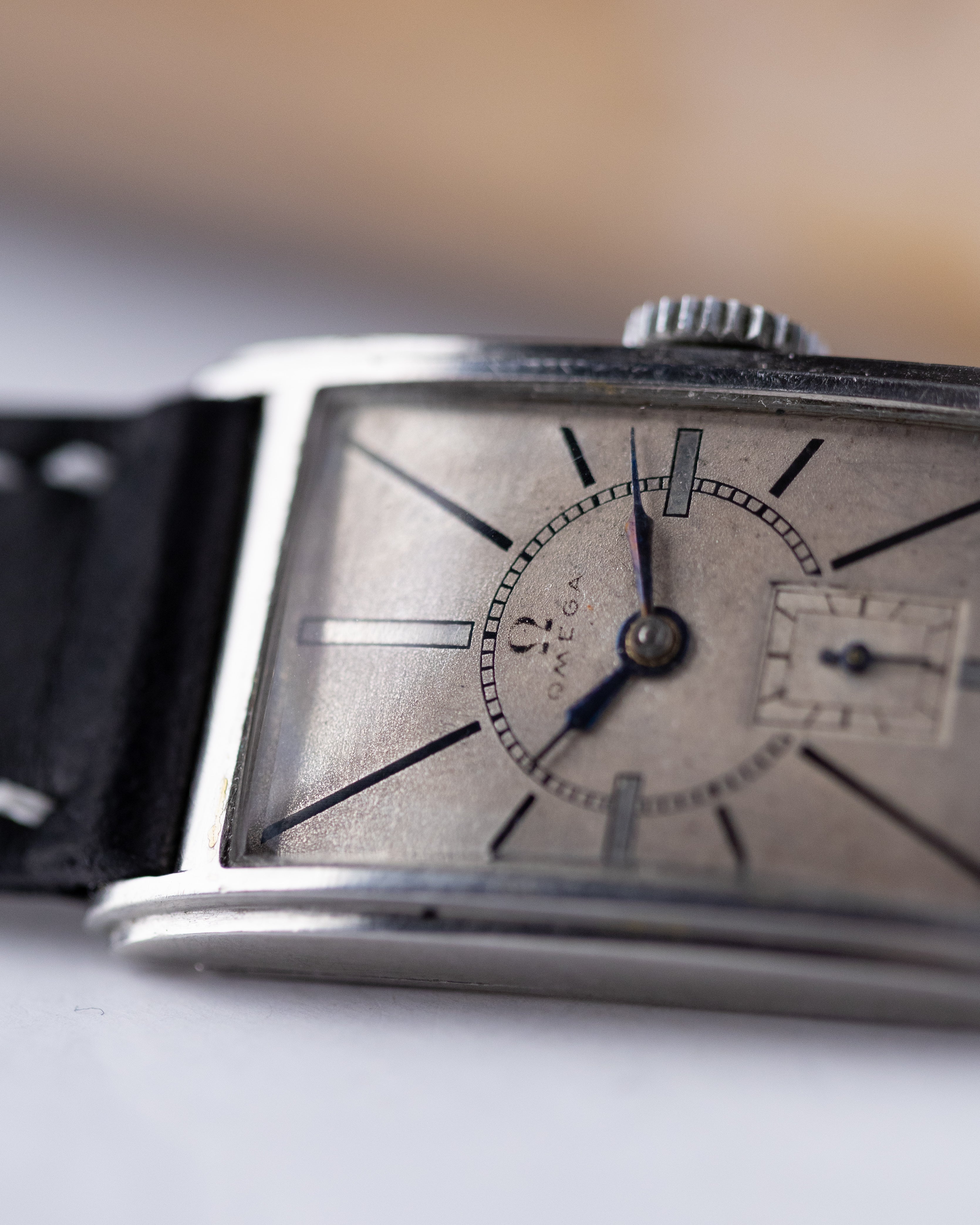 Vintage Swiss Omega Watch Art Deco, Rectangular Tank, Cal. 20F, Completely Original Dial - DuMarko