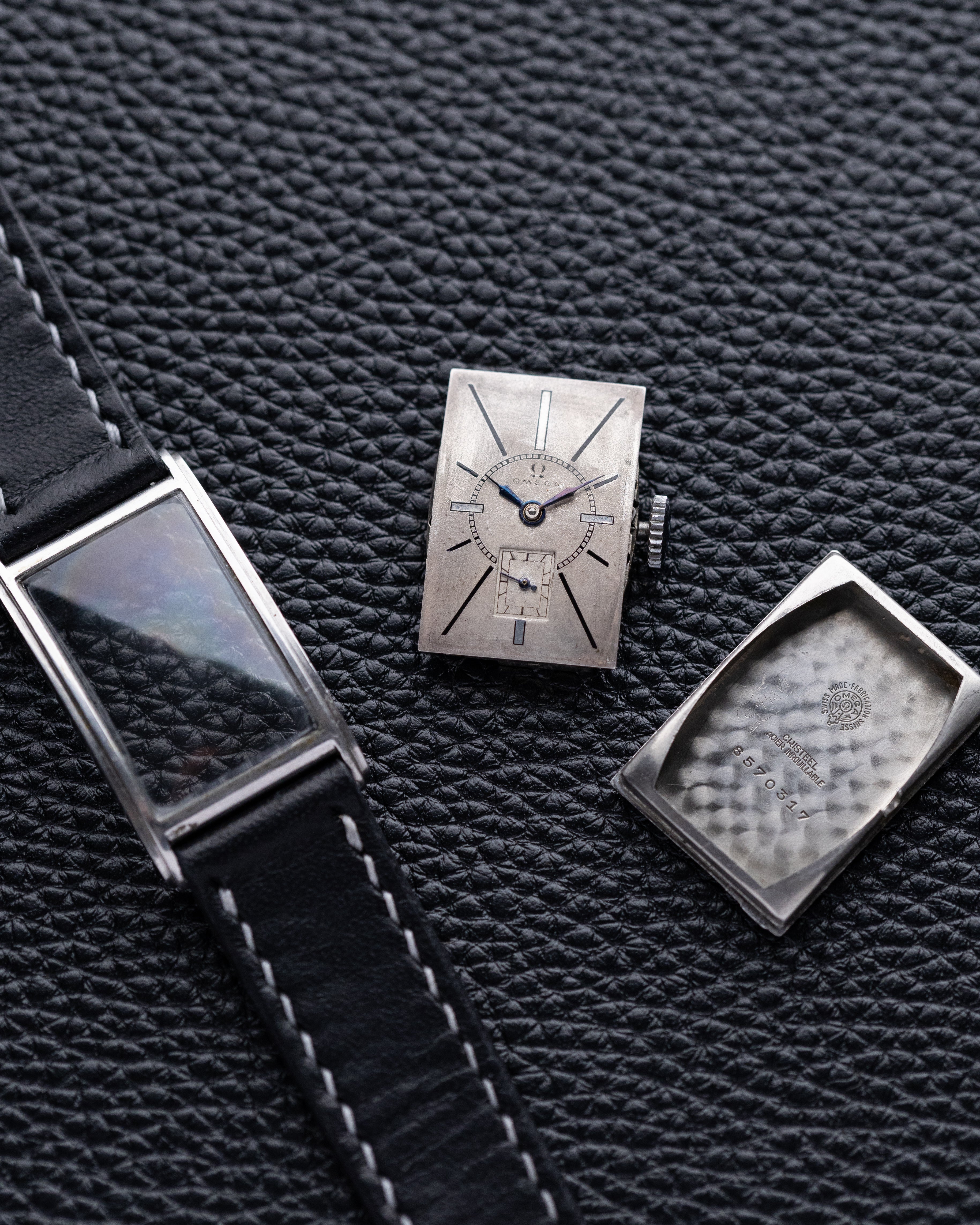 Vintage Swiss Omega Watch Art Deco, Rectangular Tank, Cal. 20F, Completely Original Dial - DuMarko