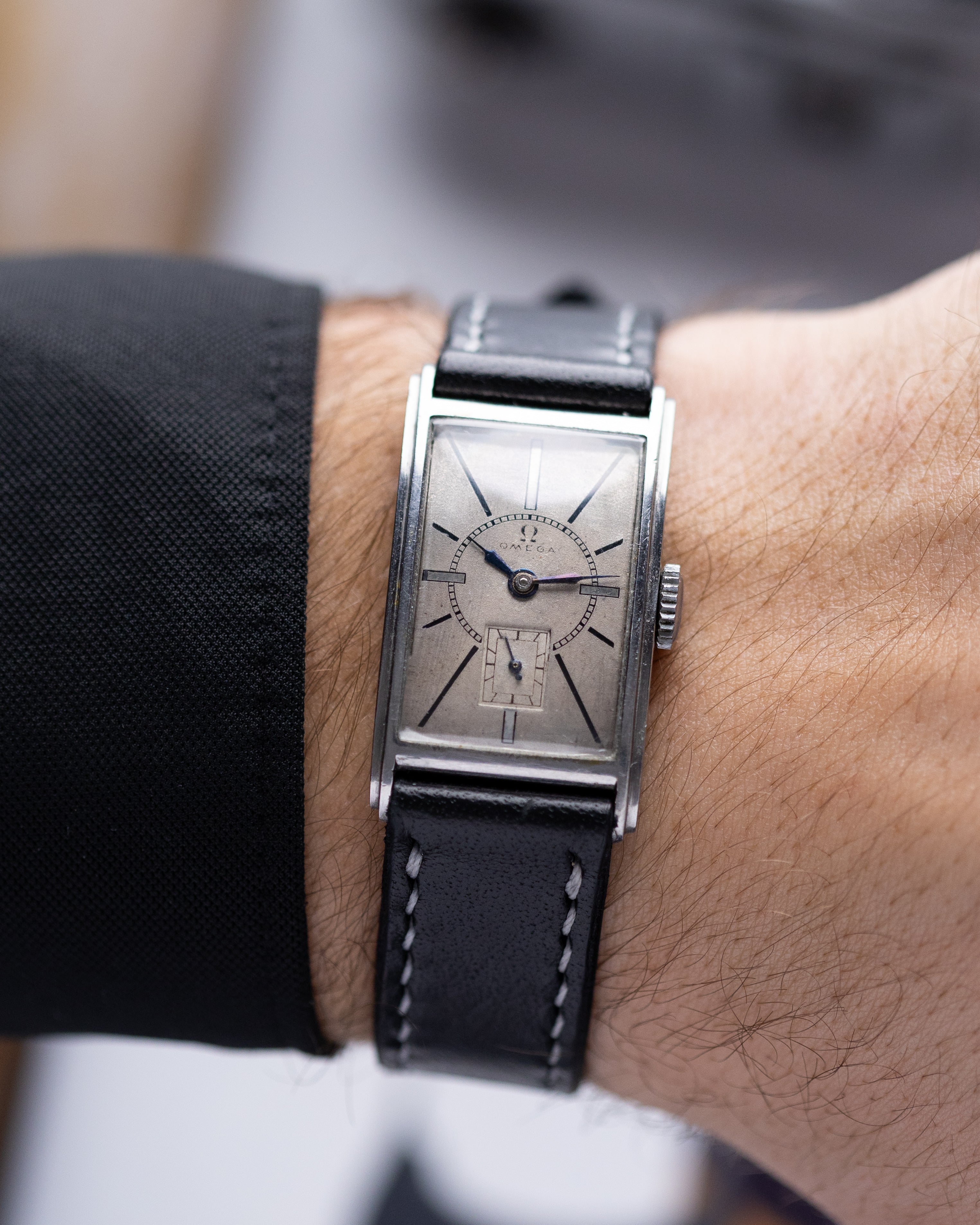 Vintage Swiss Omega Watch Art Deco, Rectangular Tank, Cal. 20F, Completely Original Dial - DuMarko