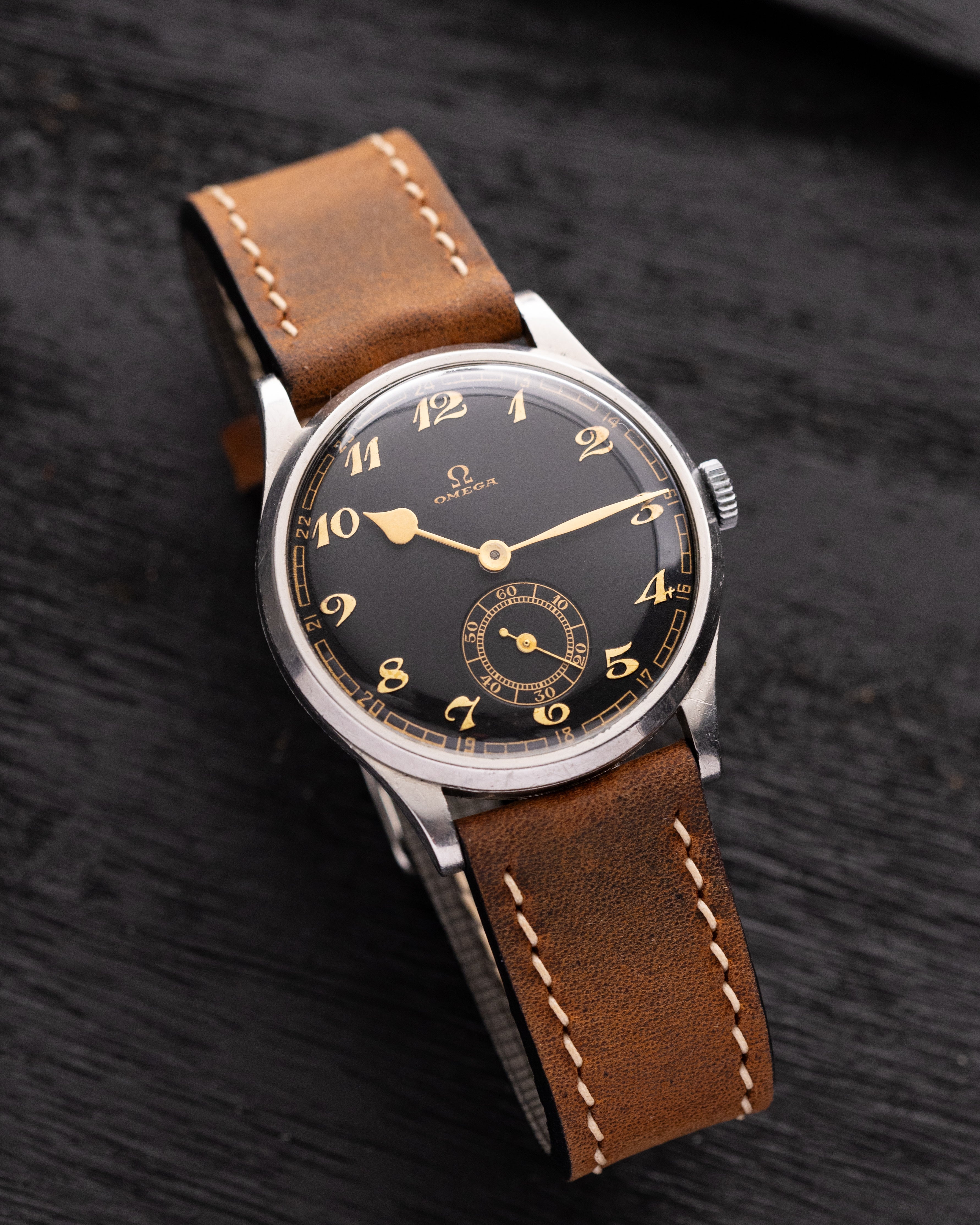 Vintage Swiss Watch Omega Calatrava, Black dial, Oversized case - DuMarko