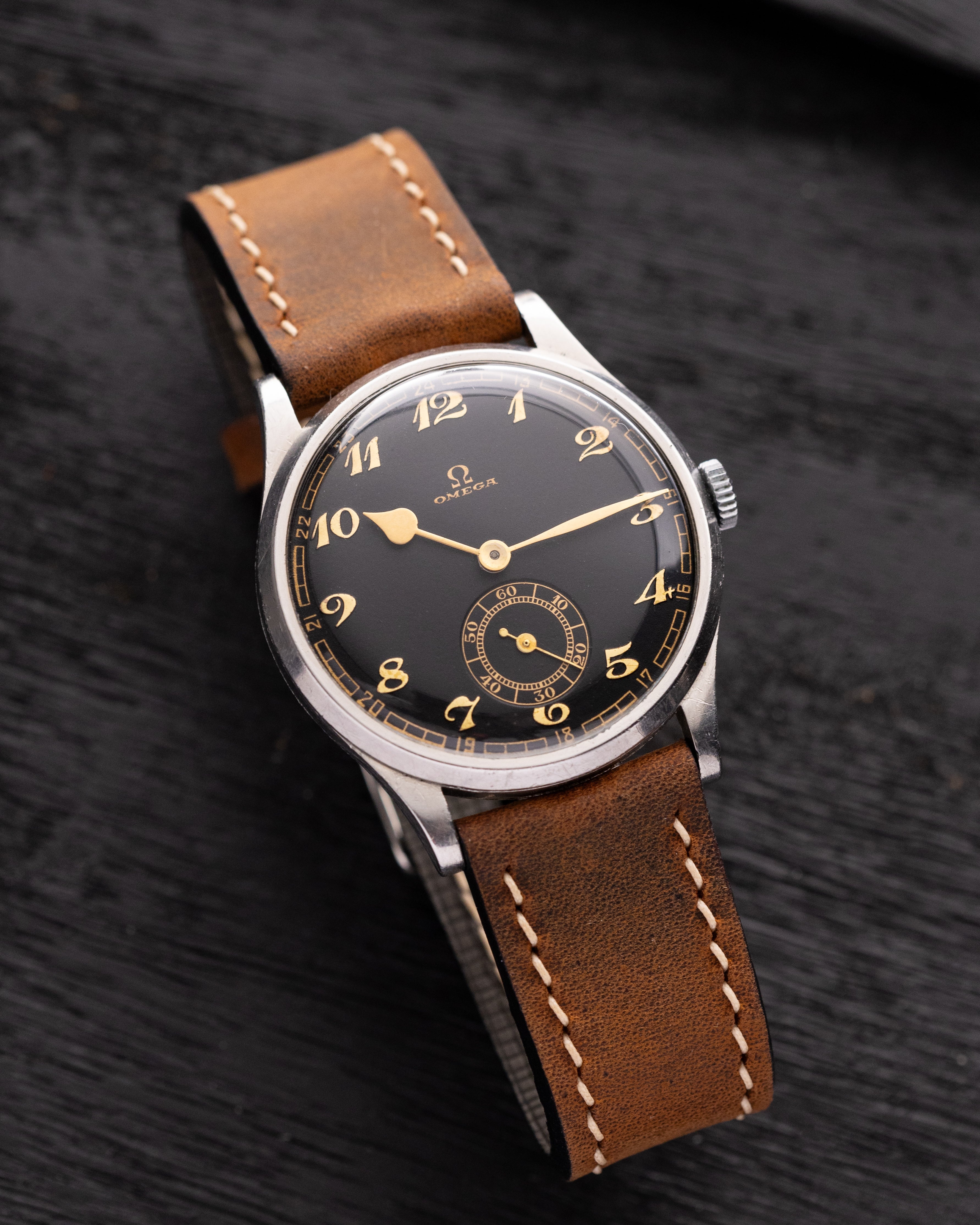 Vintage Swiss Watch Omega Calatrava, Black dial, Oversized case - DuMarko