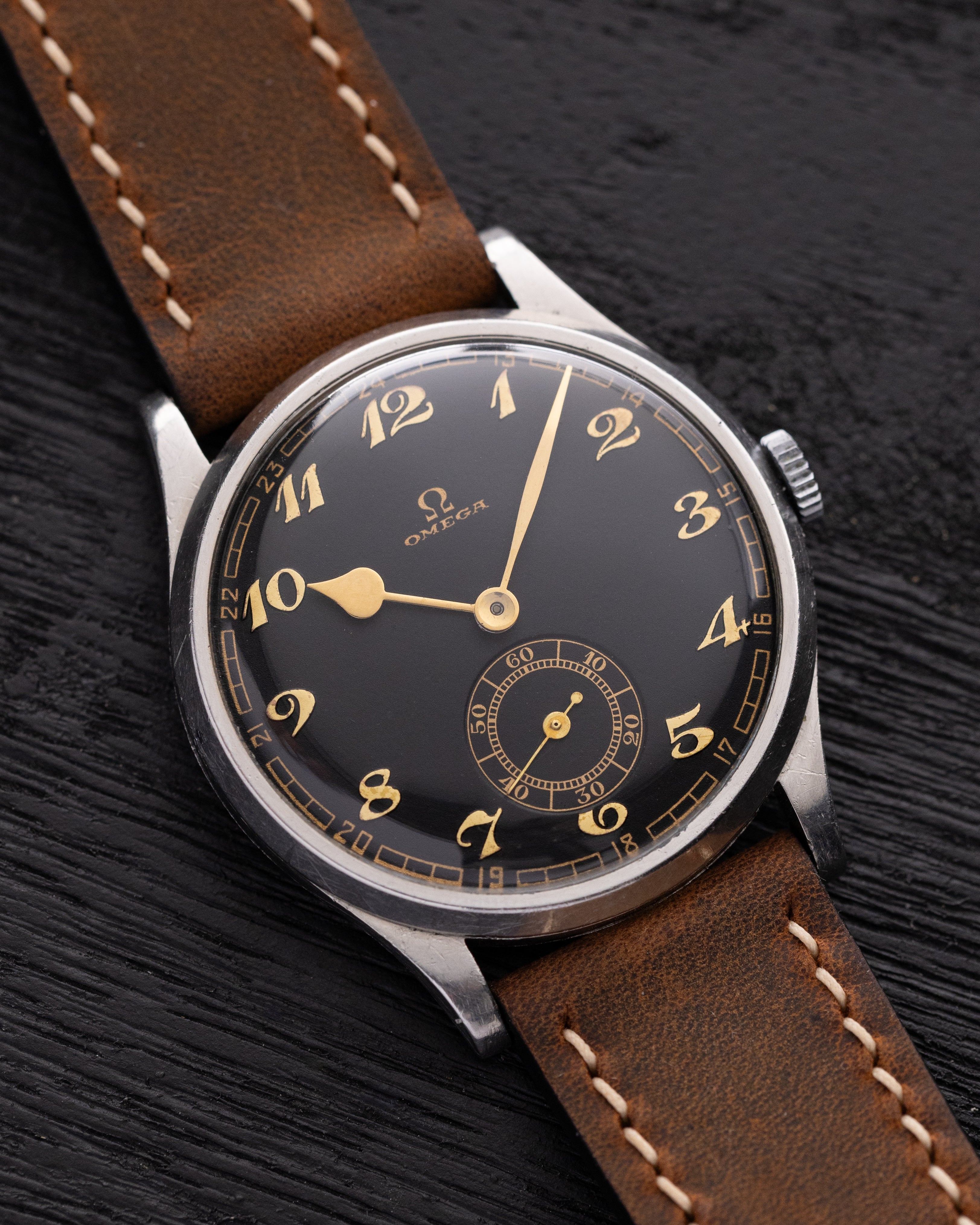 Vintage Swiss Watch Omega Calatrava, Black dial, Oversized case - DuMarko