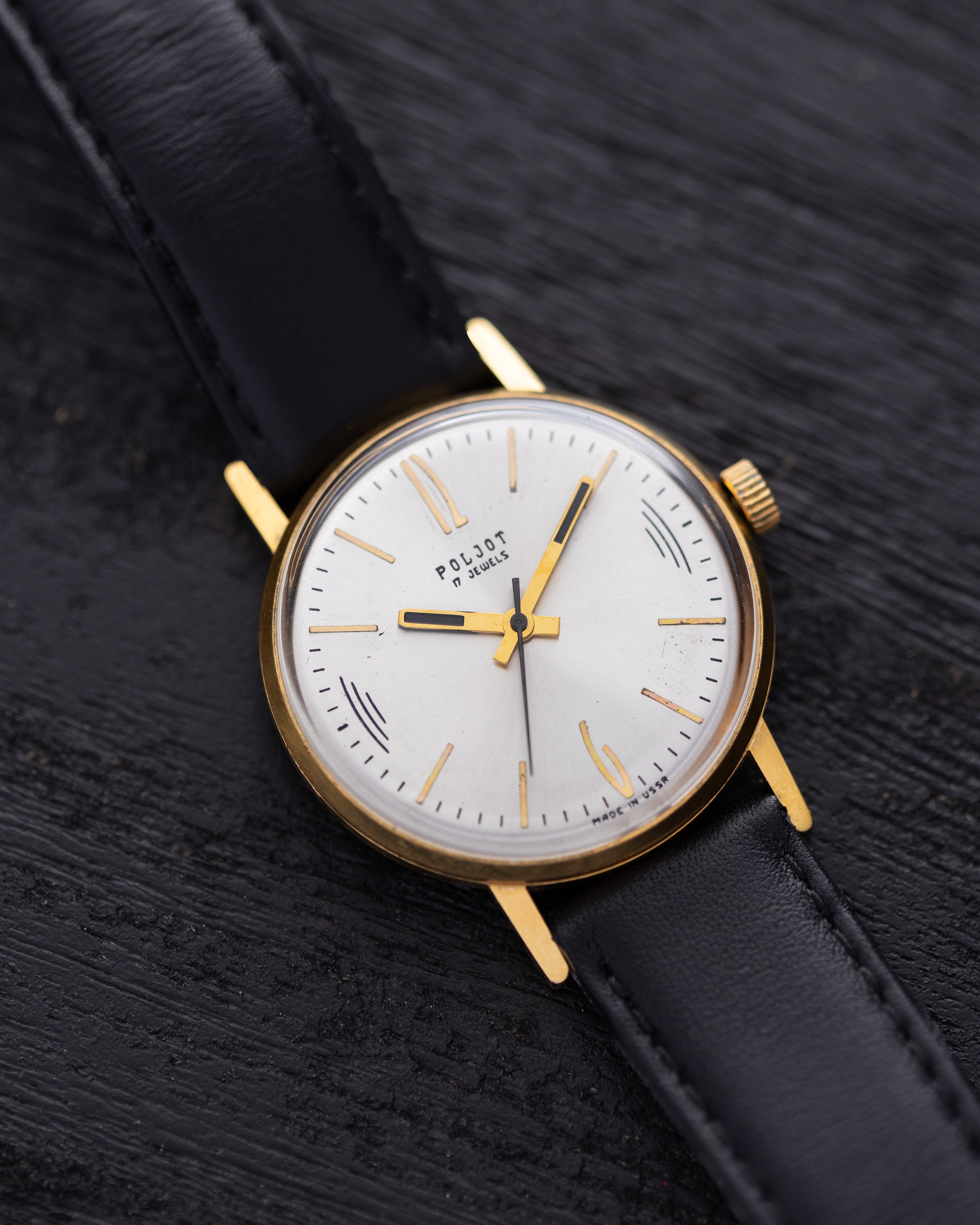 Vintage Thin Watch "Poljot De Luxe", Gold - plated, Rare Original Soviet Movement - DuMarko