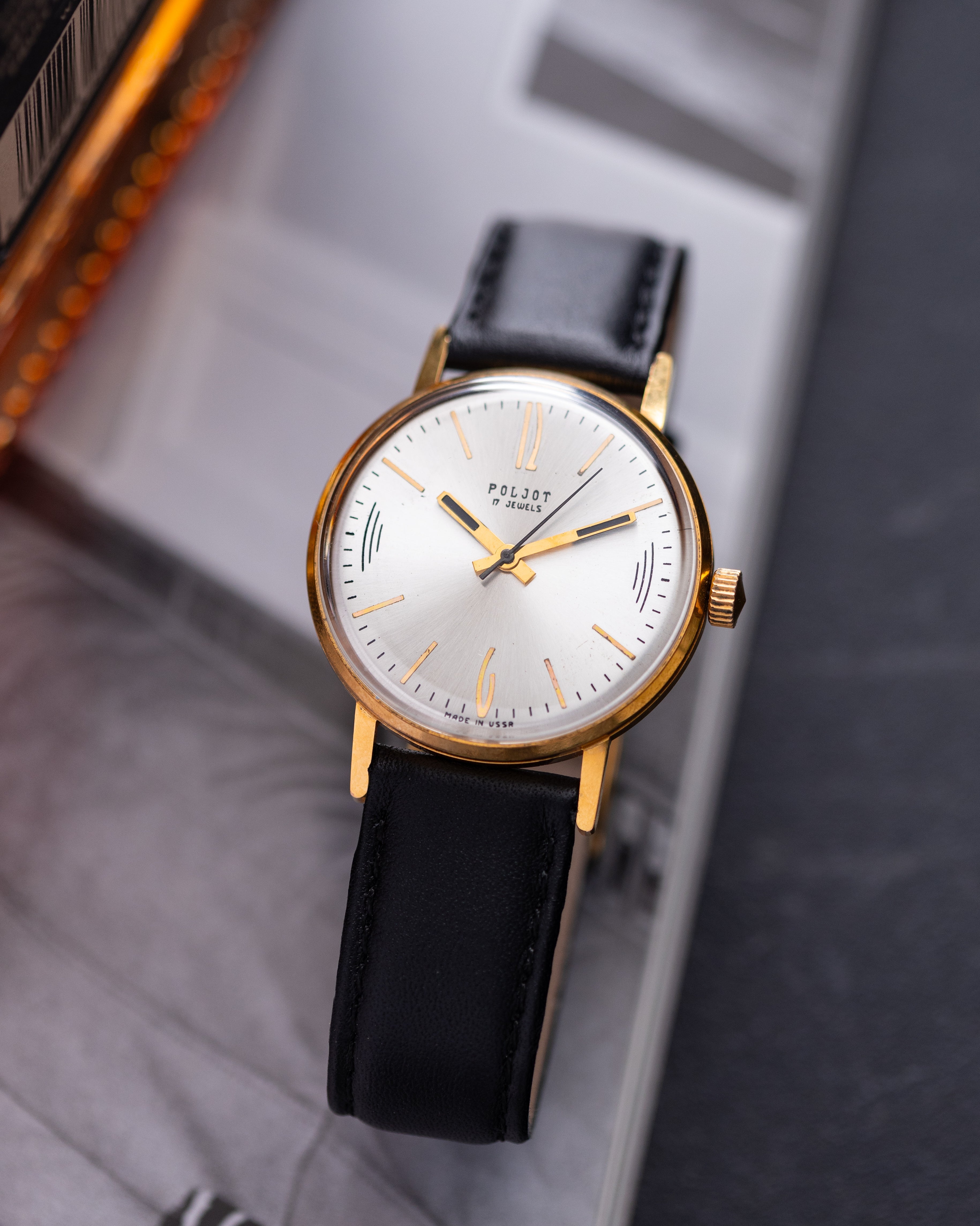 Vintage Thin Watch "Poljot De Luxe", Gold - plated, Rare Original Soviet Movement - DuMarko