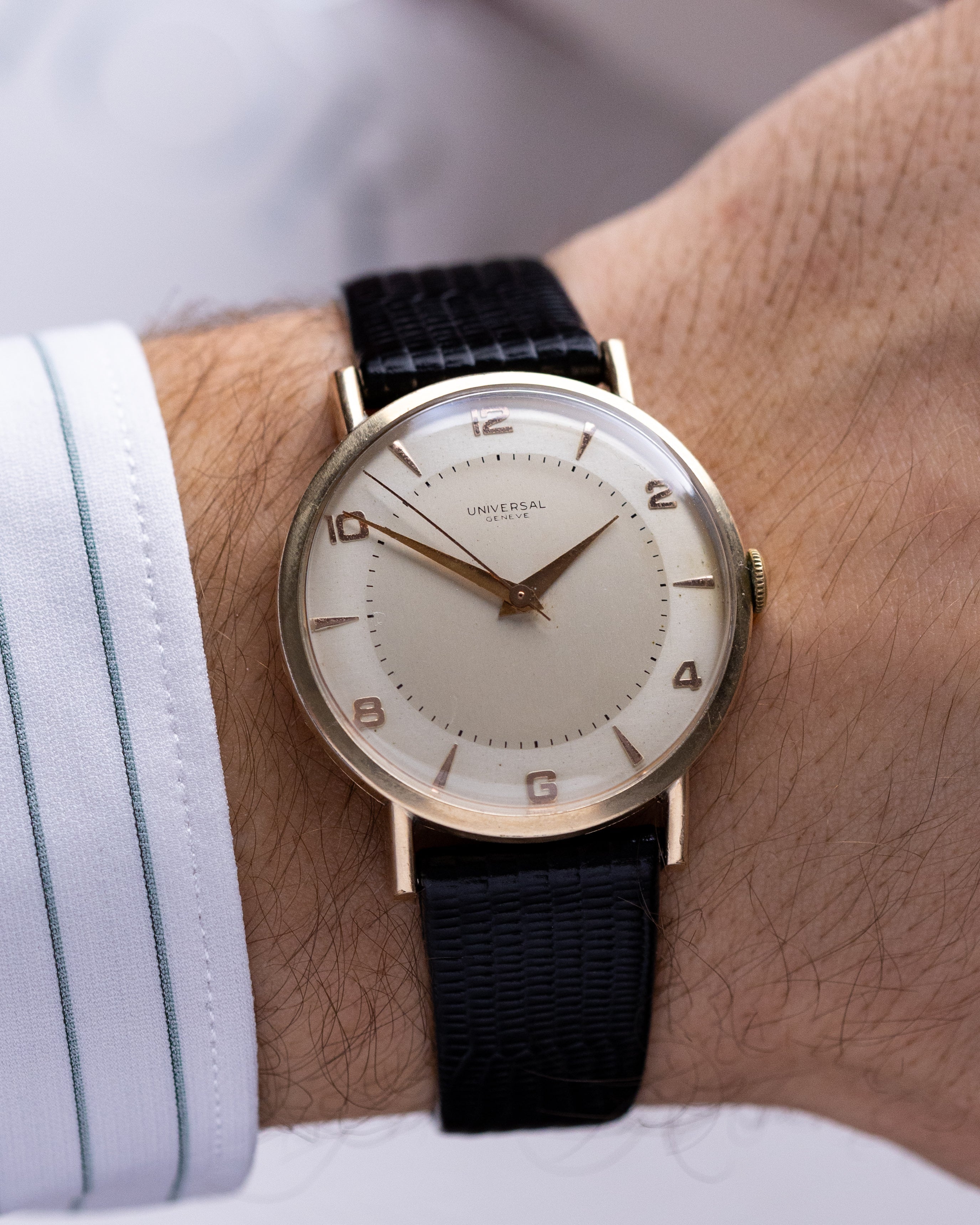 Vintage Universal Genève Dress Watch, Rose Gold - plated Case, Two - tone Dial, Cal. 322 from 1950's - DuMarko